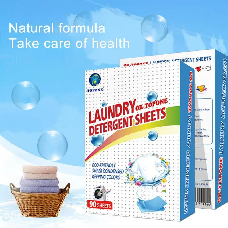 90 Pieces Eco-Friendly Laundry Soap Washer Sheets Detergent Sheets No Waste Laun