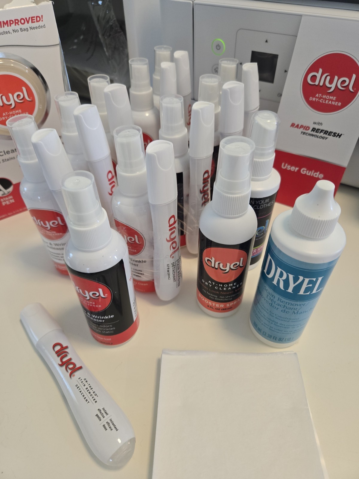 LOT of Dryel Odor Wrinkle Releaser Spray 3oz and On-The-Go Stain Remover Pen Set