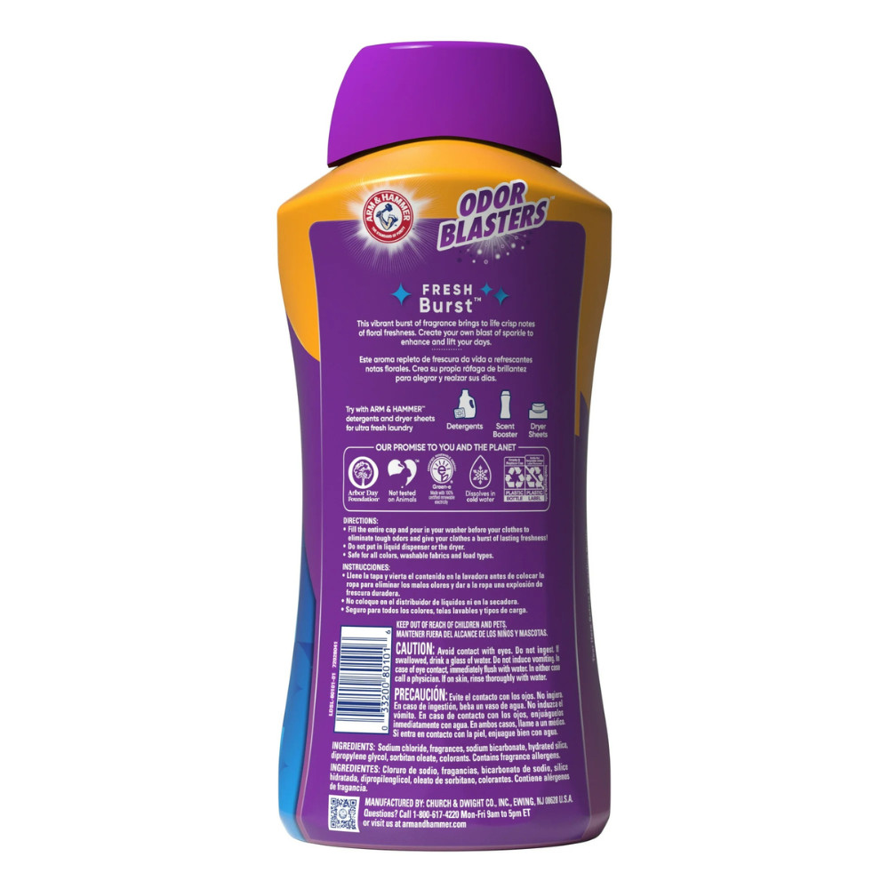 Arm & Hammer Odor Blasters In-Wash Scent Booster Fresh Burst, 45 Oz ( 4 Pack )