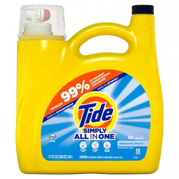 Tide Liquid Laundry Detergent Soap, Refreshing Breeze 89-Loads, HE compatible