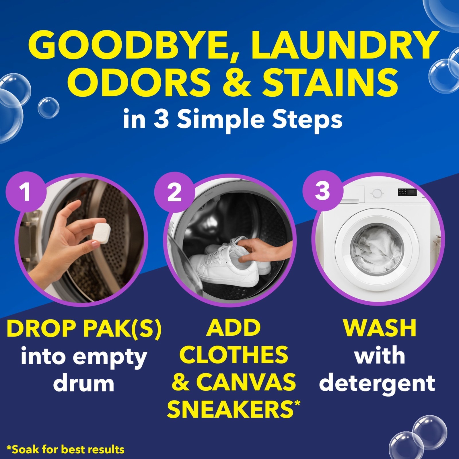 3 PK OxiClean Odor Blasters Laundry Stain Remover Power Paks, 24 Ct, Booster Pod