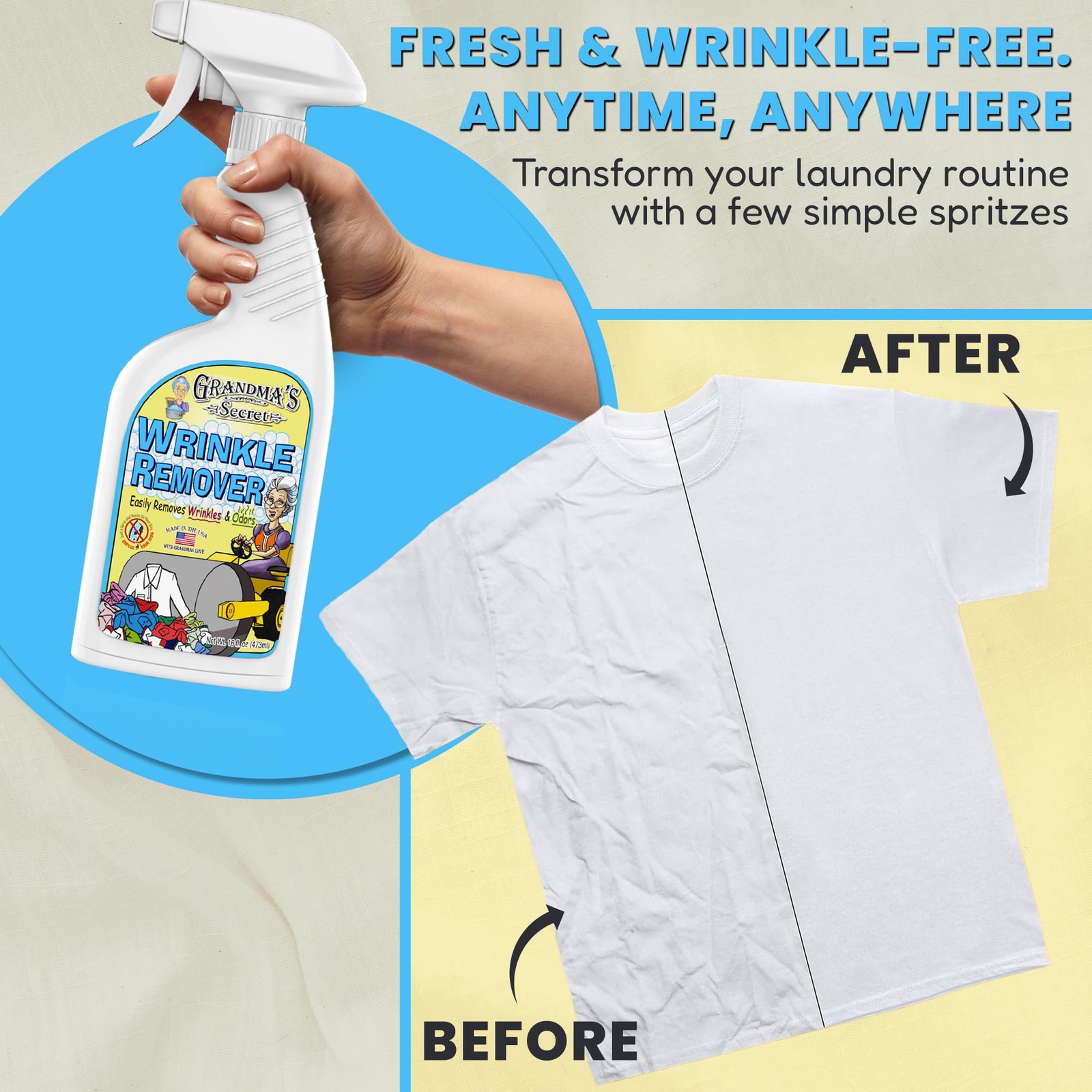 Grandma’s Secret Wrinkle Remover – Release Spray, Odor Combo Pack