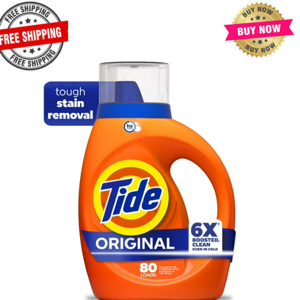 Tide Laundry Detergent Liquid Original Scent 100 fl oz – 6X Boosted 80 Loads