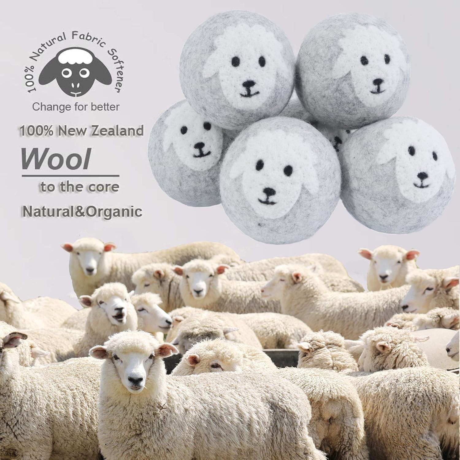 Hypoallergenic Wool Dryer Balls 6-Pack – Reduce Wrinkles & Shorten Drying Time