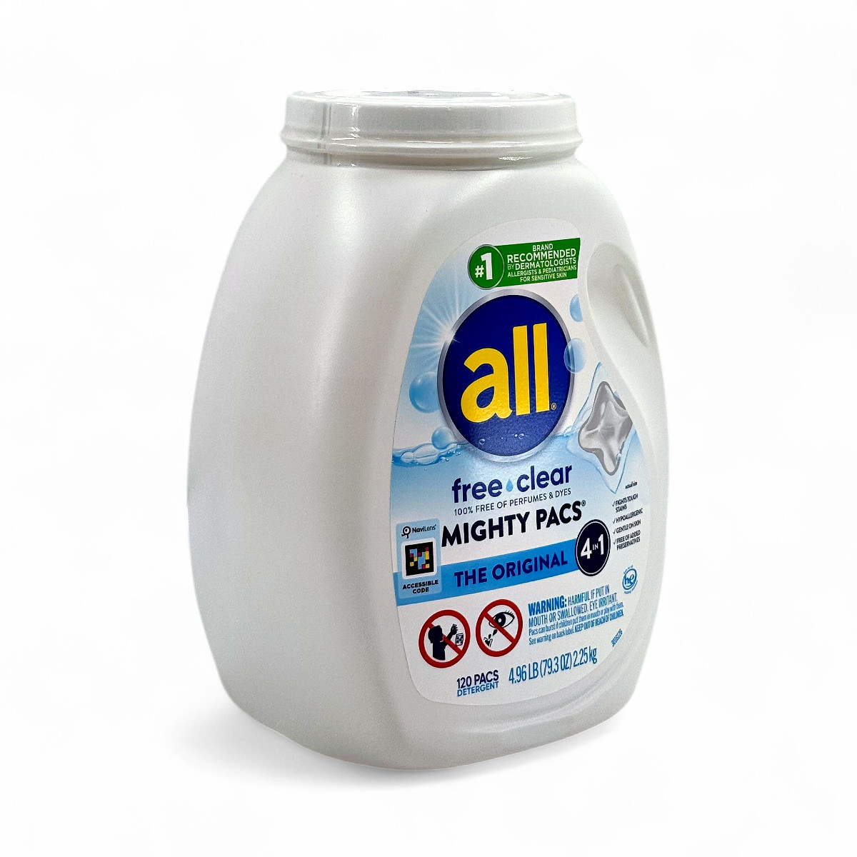All Free Clear Mighty Pacs The Original 4 in 1 Laundry Detergent – 120 Pacs