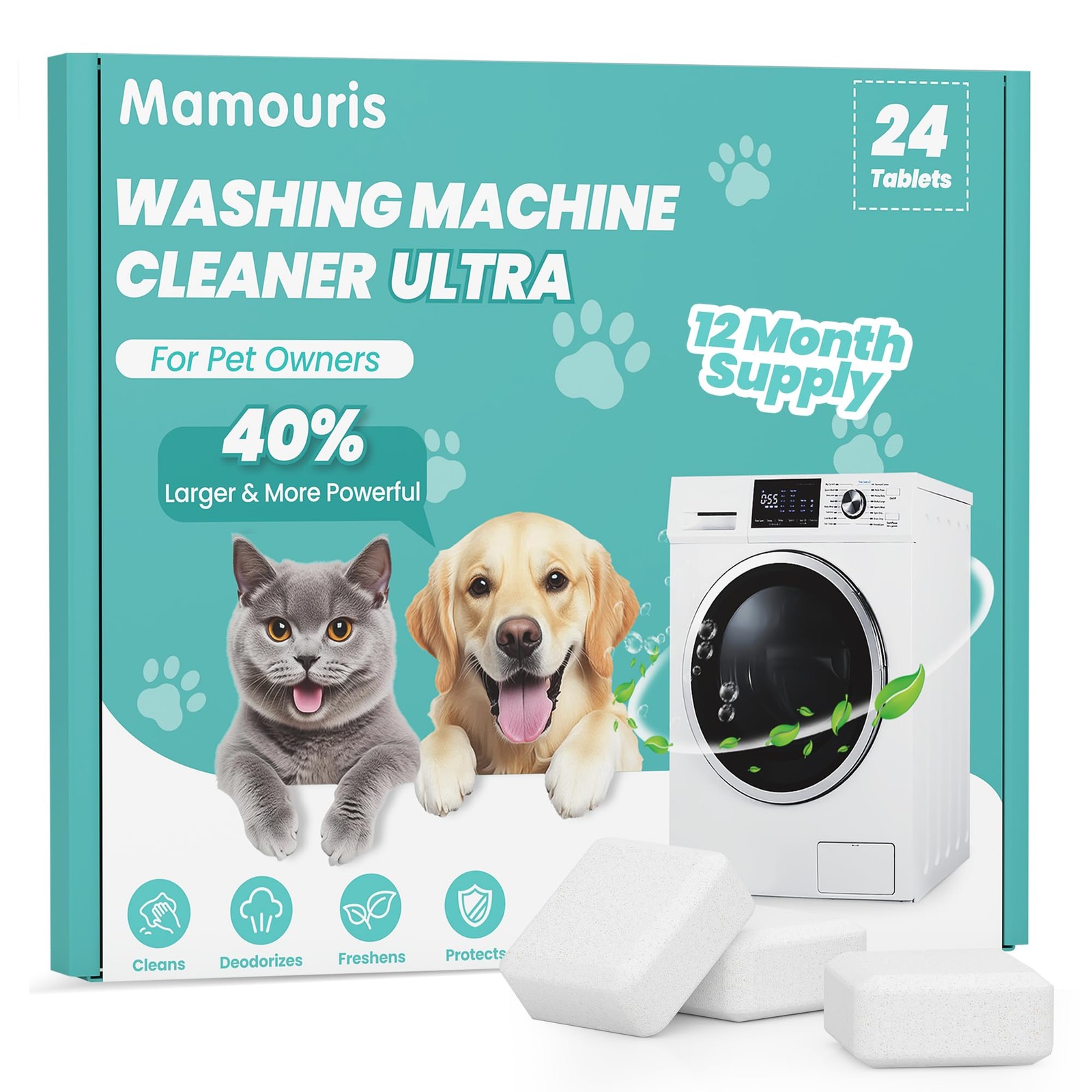 Mamouris Washing Machine Cleaner Tablets 24 Count 40% Stronger FROM USA