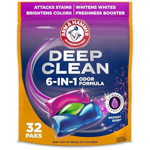 32 Count Deep Clean Odor Formula Laundry Detergent – Radiant Burst – Pack of 1