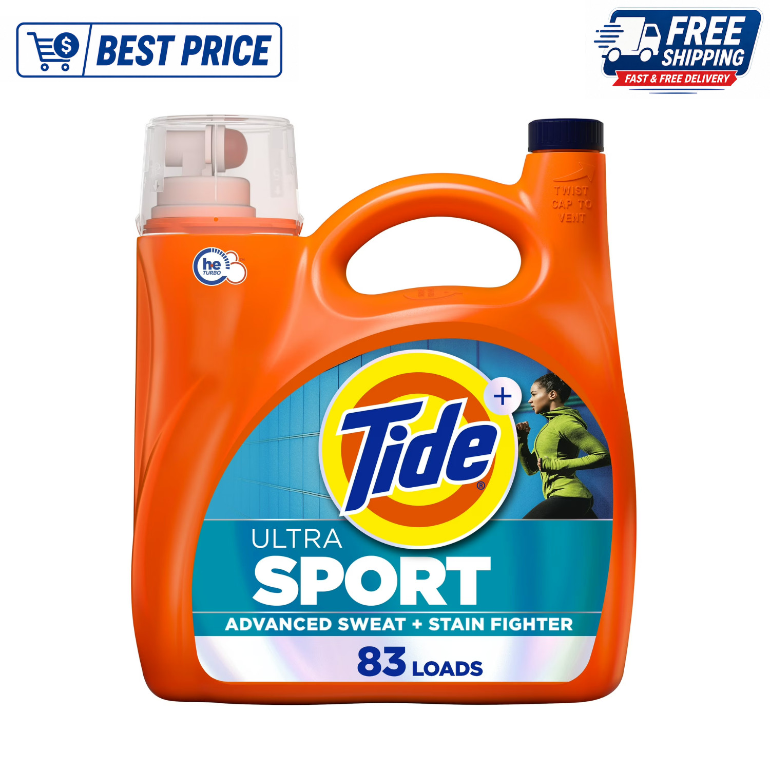 Tide Ultra Sport Liquid Laundry Detergent, 117 fl oz, 83 Loads Stain Fighter