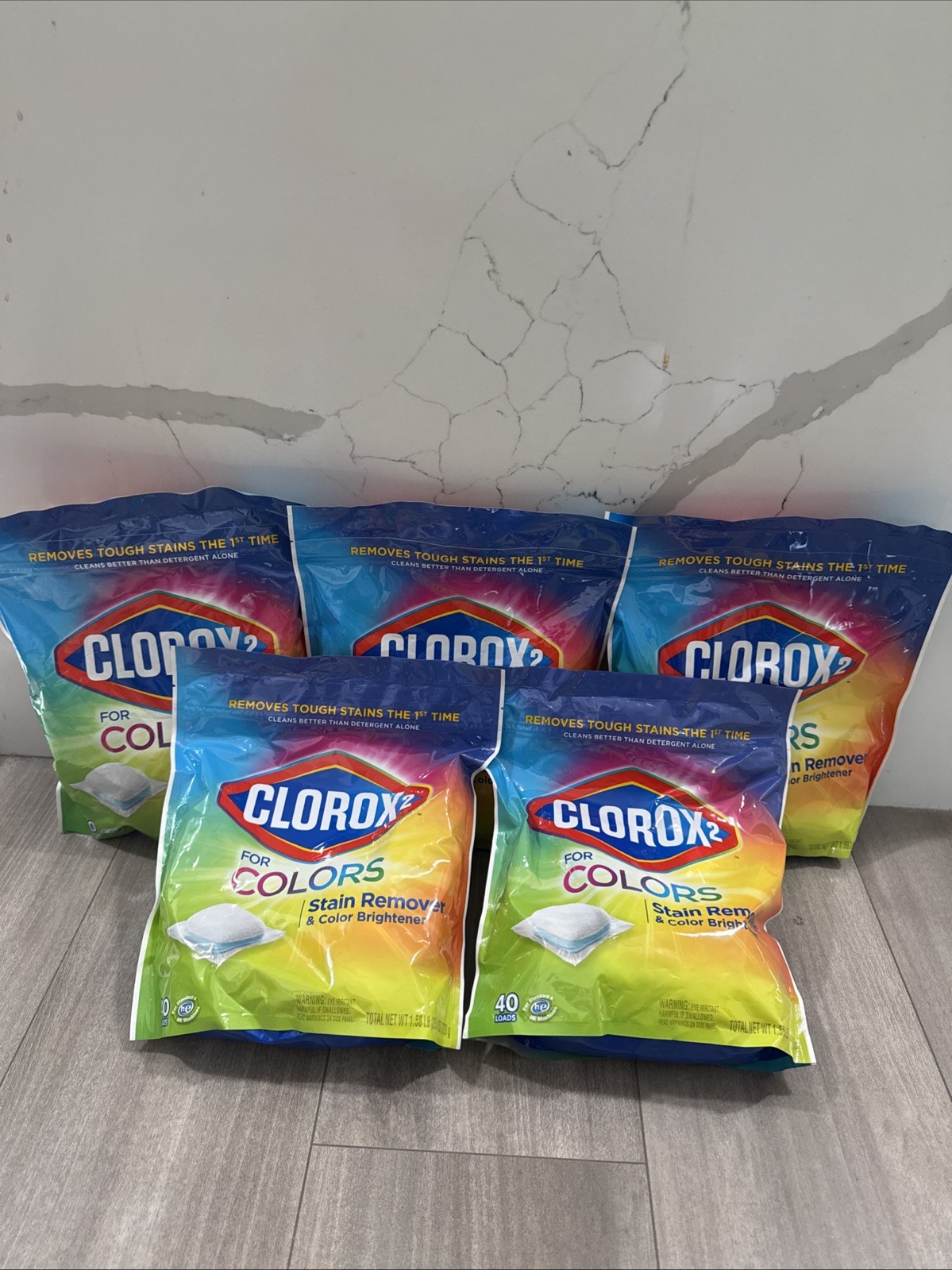 (5 Pack) Clorox2 For Colors Stain Remover Brightener 5×40 Count Pods Clean Linen