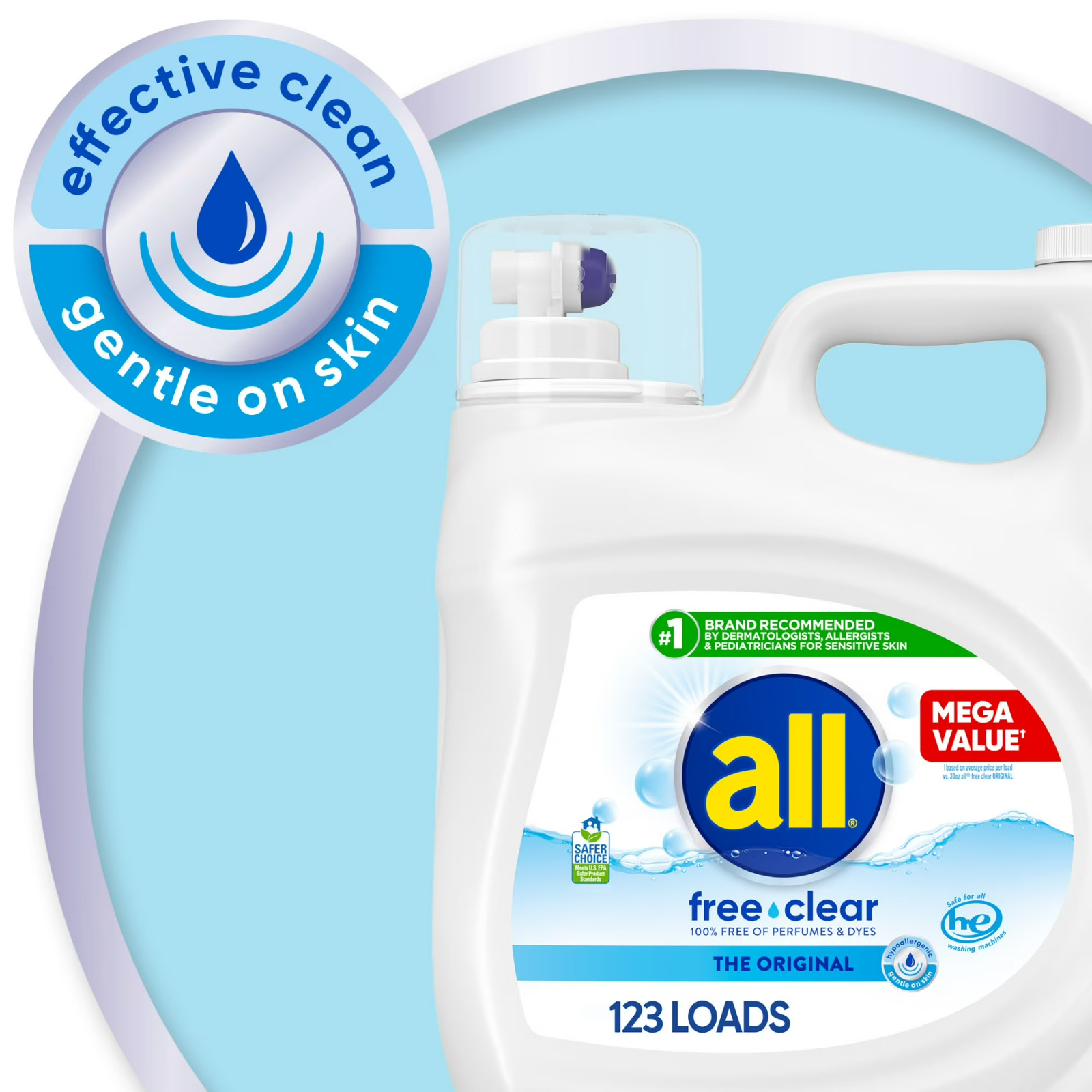 NEW 2 pack all Free Clear Liquid Laundry Detergent 154 oz 123 Loads FREESHIPPING