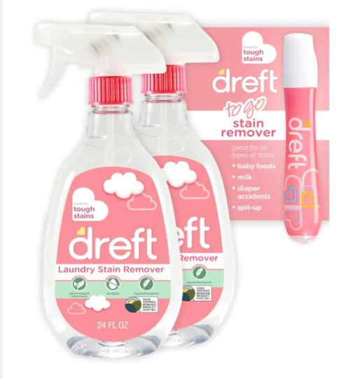 Dreft Stain Remover for Baby Clothes, Fragrance Free 24.35 Fl Oz (Pack of 2)