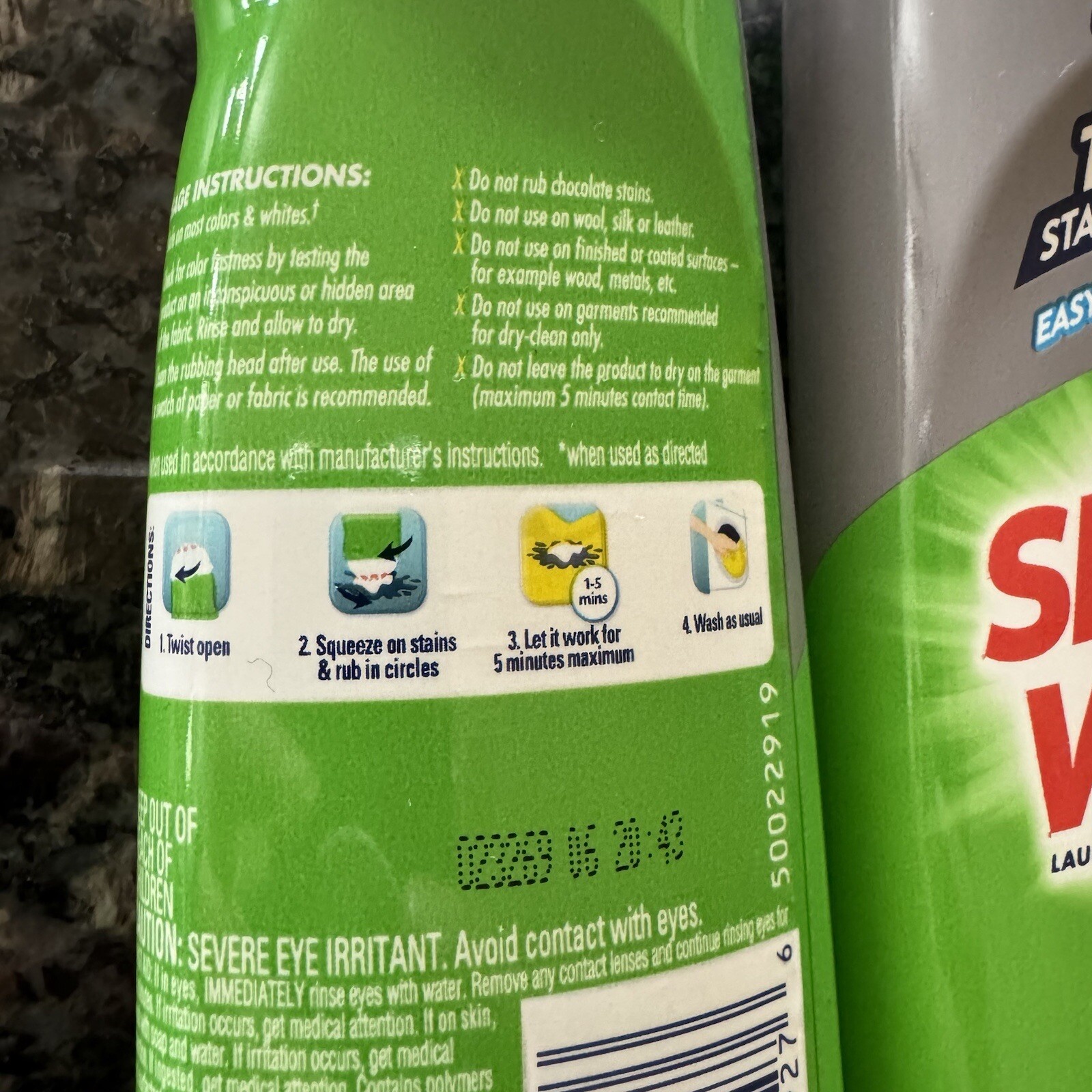 2 Pack Spray n Wash Max Laundry Stain Remover Gel Stick w/ Scrub Top 6.7 FL. Oz.