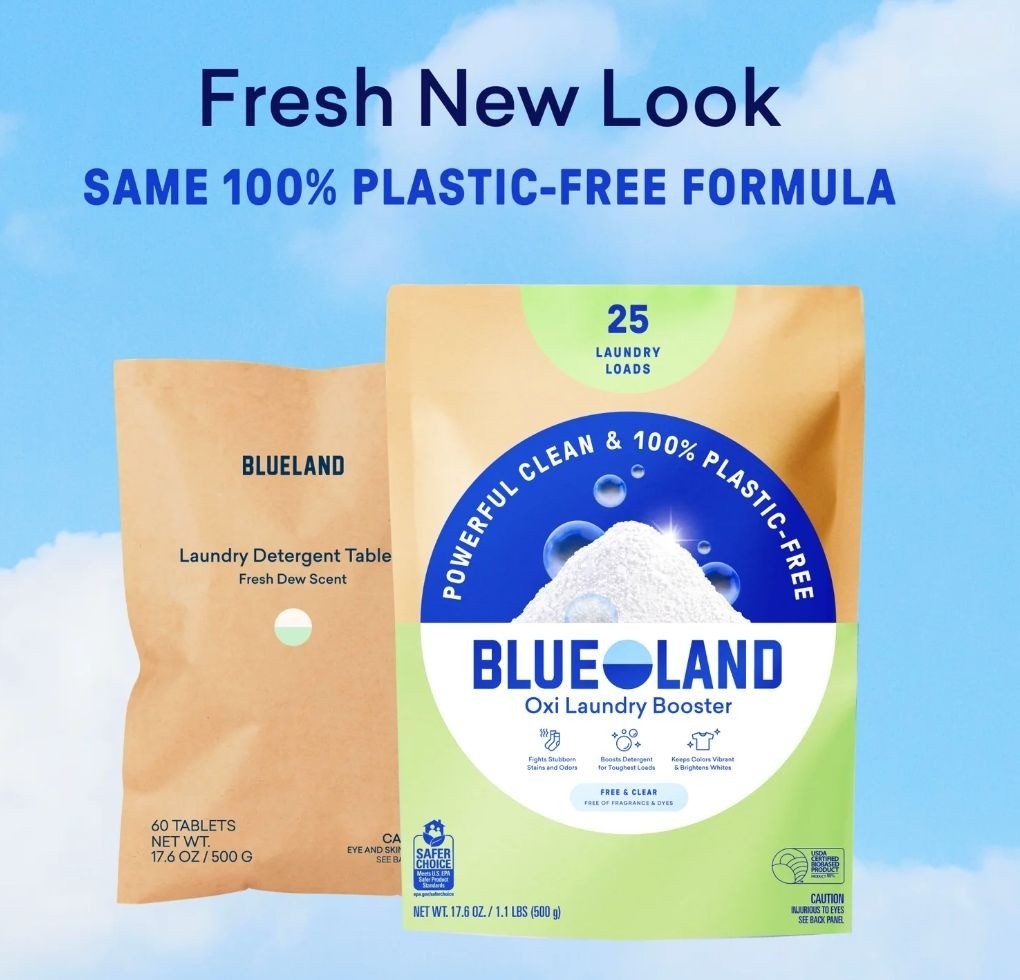 Blueland Oxi Laundry Booster Clear Skies Scent 2-Pack 25 Loads Each Powerful Cle