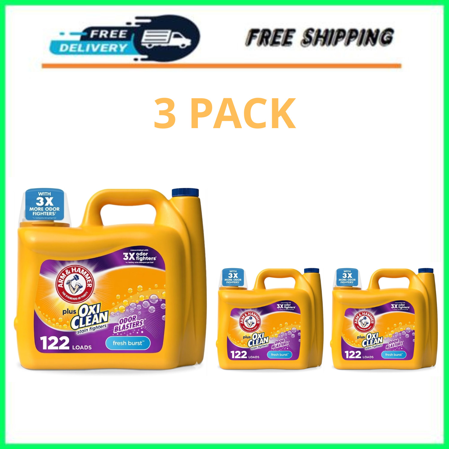 Arm & Hammer OxiClean Odor Blasters Fresh Burst Liquid Detergent 158oz, 3 Pack