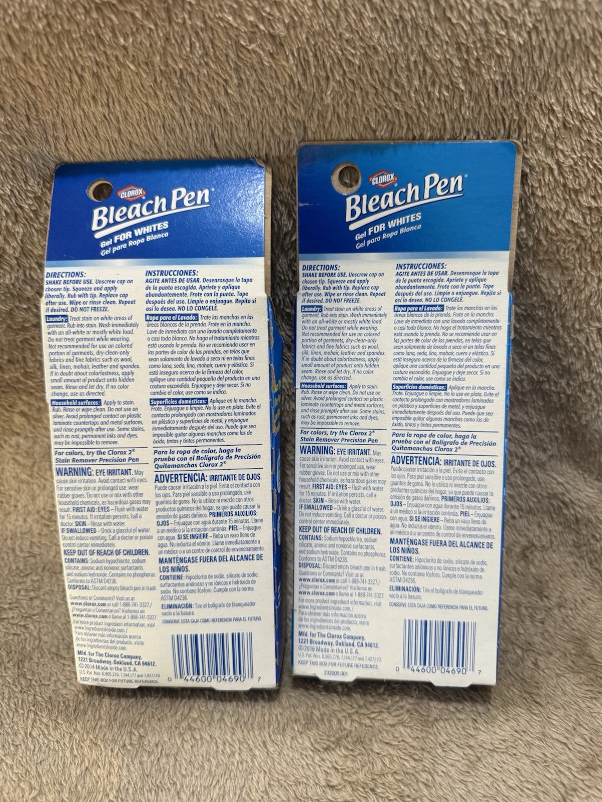 2X Clorox Bleach Pen Gel for Whites Dual Tipped 2 oz Sealed For Whites NOS