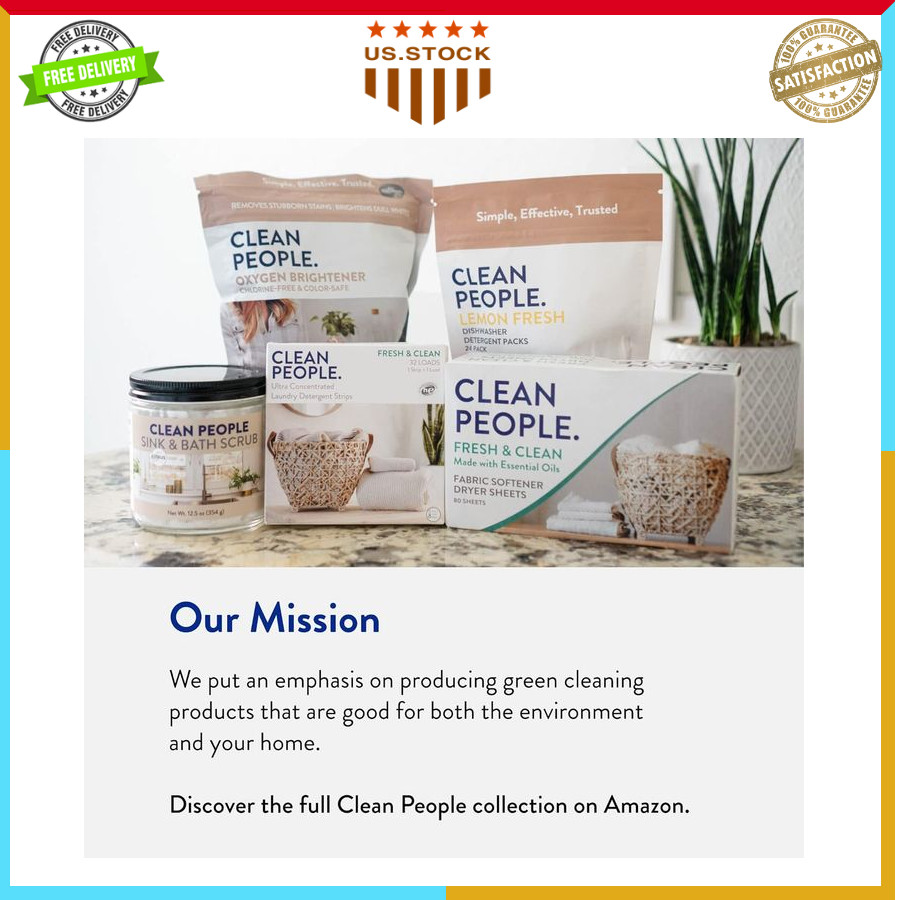 The Clean People Laundry Detergent Sheets Fresh Scent Ultra Concentrated 32 Pac