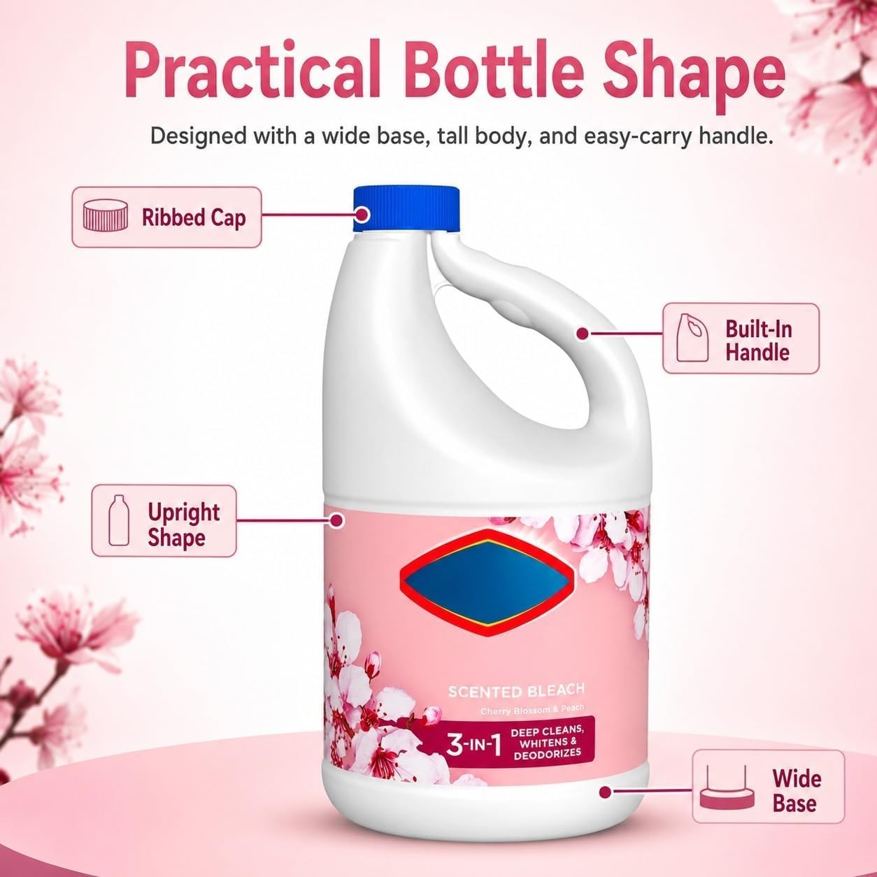 Cherry Blossom and Peach Scented Laundry Whitening Bleach 81 Fl Oz Stain Remover