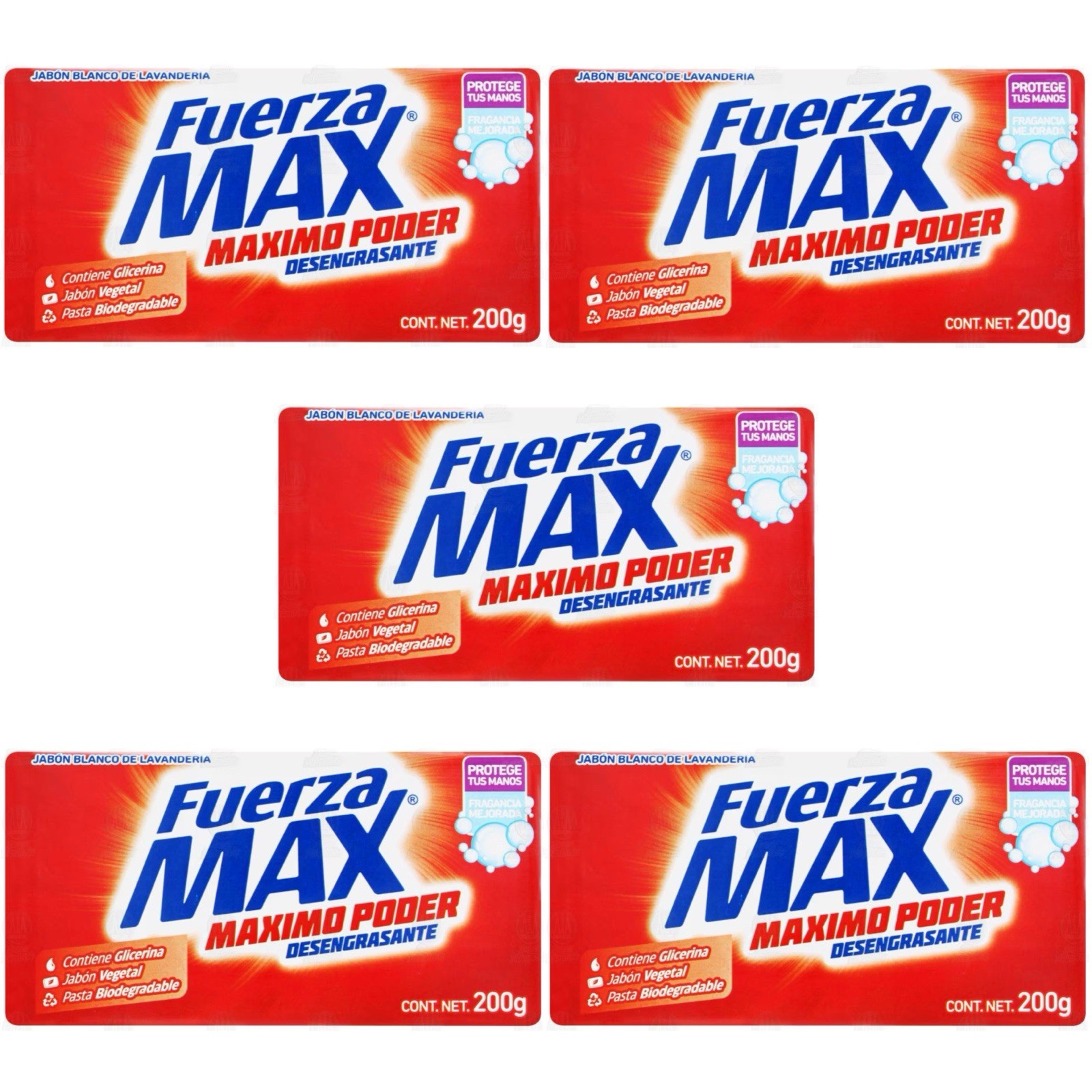 5X FUERZA MAX Jabón PODER Desengrasante 🇲🇽 Bar Laundry Soap, 200g, 3 Pack