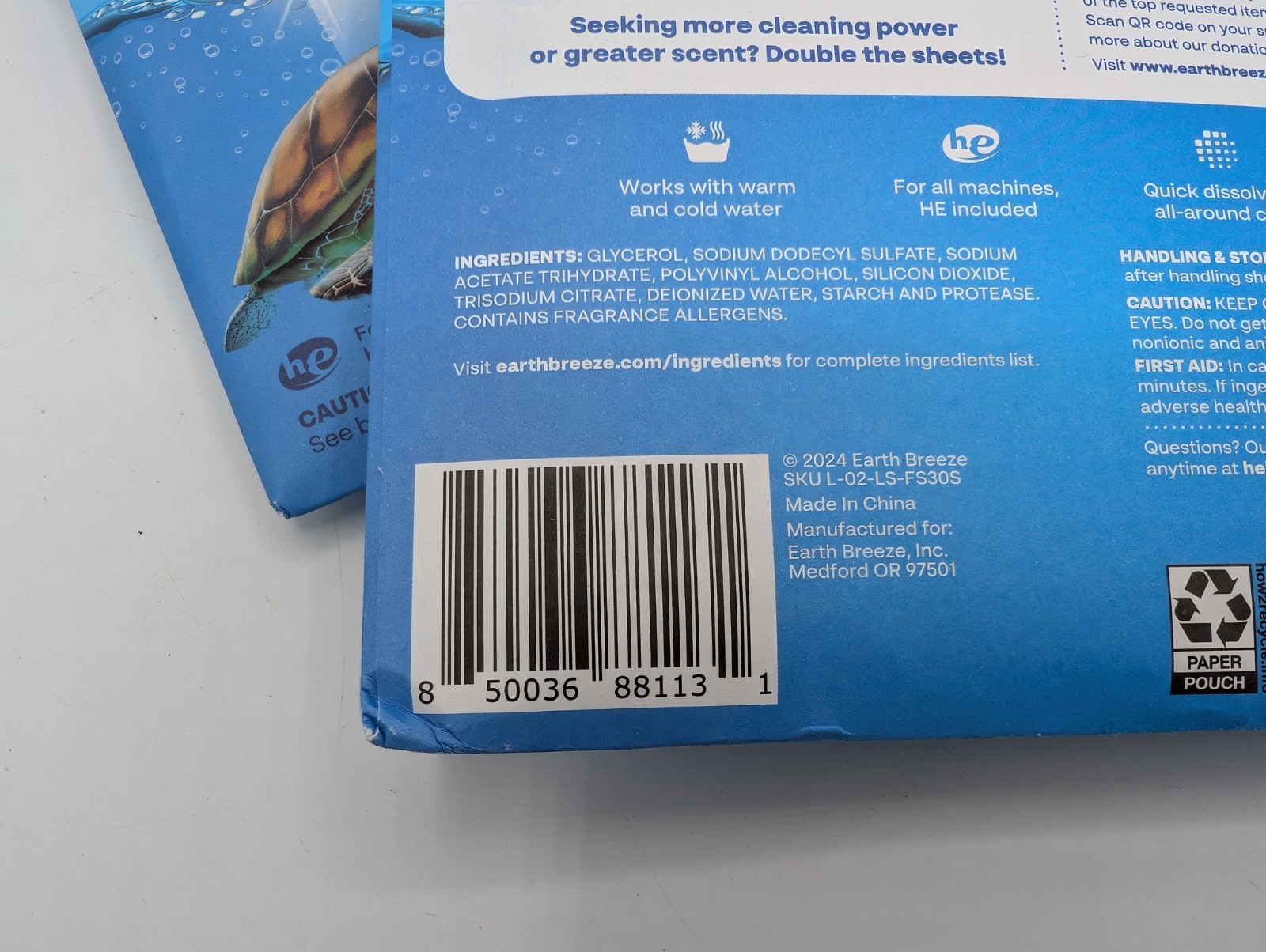 (Lot of 3) Earth Breeze Laundry Detergent Eco-Sheets 180-Loads Total Fresh Scent