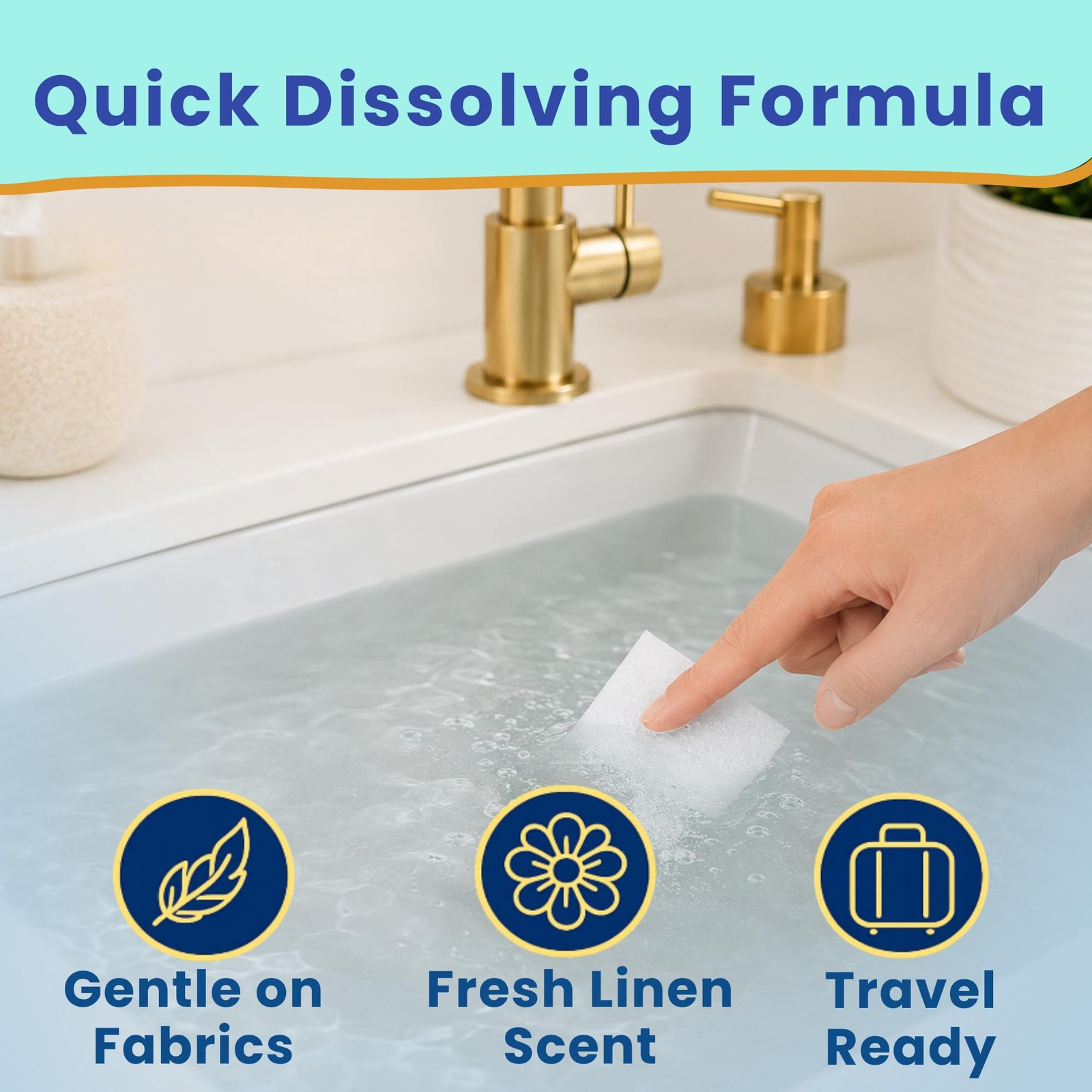 Travel Laundry Detergent Sheets with Universal Sink Stopper – 50-Count Travel…