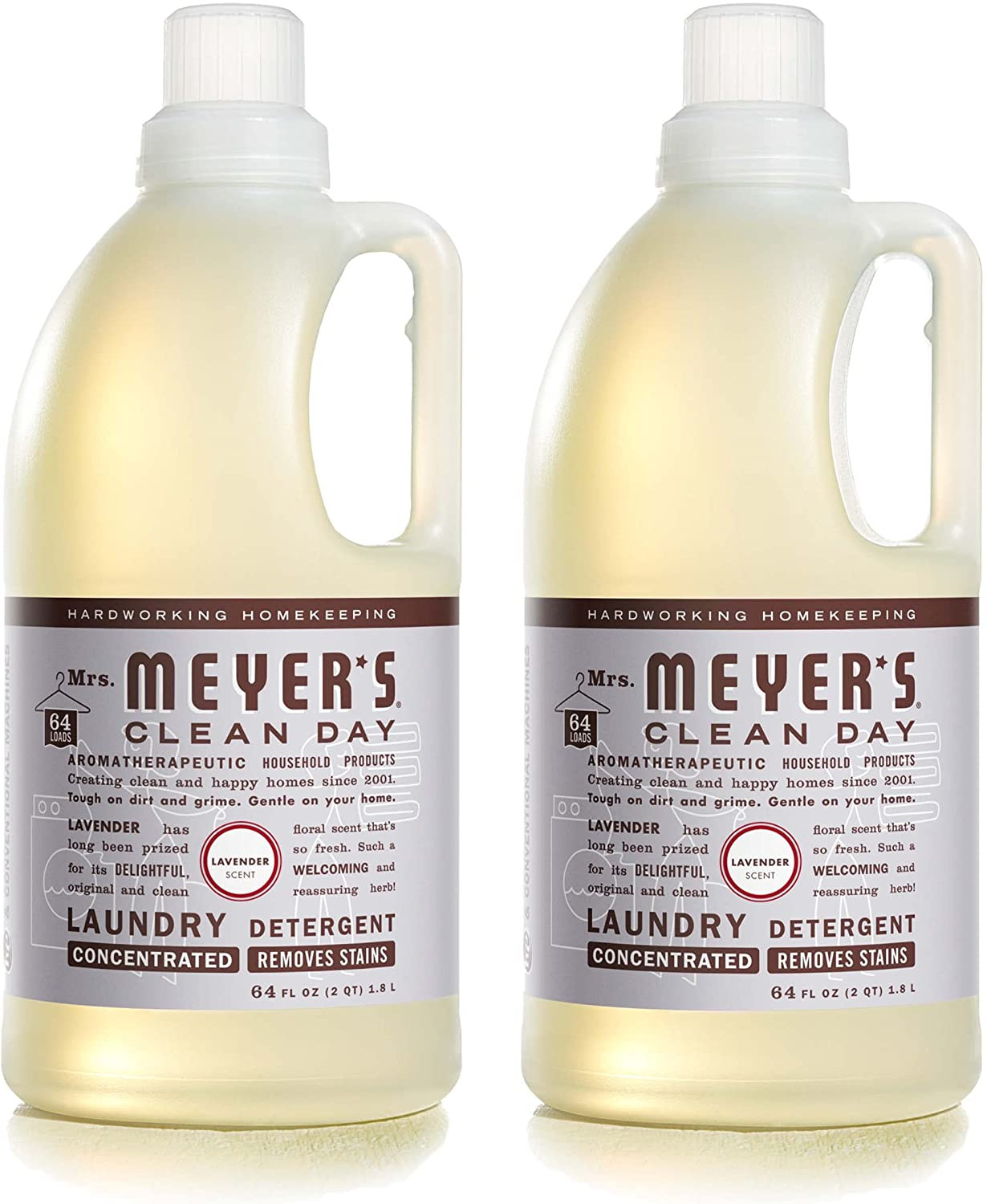 Mrs. Meyer’s Clean Day Liquid Laundry Detergent, Biodegradable, 64 Oz- Pack of 2