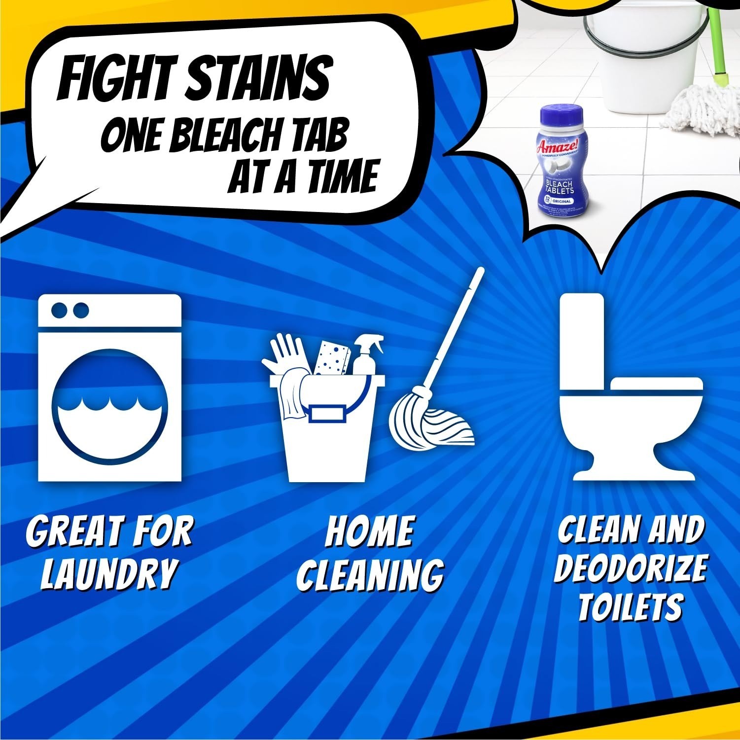 Amaze Ultra Concentrated Bleach Tablets – Original Scent, 32 Count
