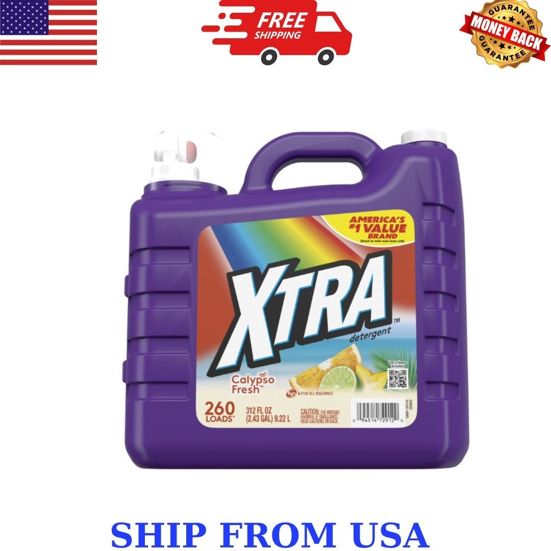 Xtra Liquid Laundry Detergent Soap, Calypso Fresh Scent, 312 fl oz, 260 Loads
