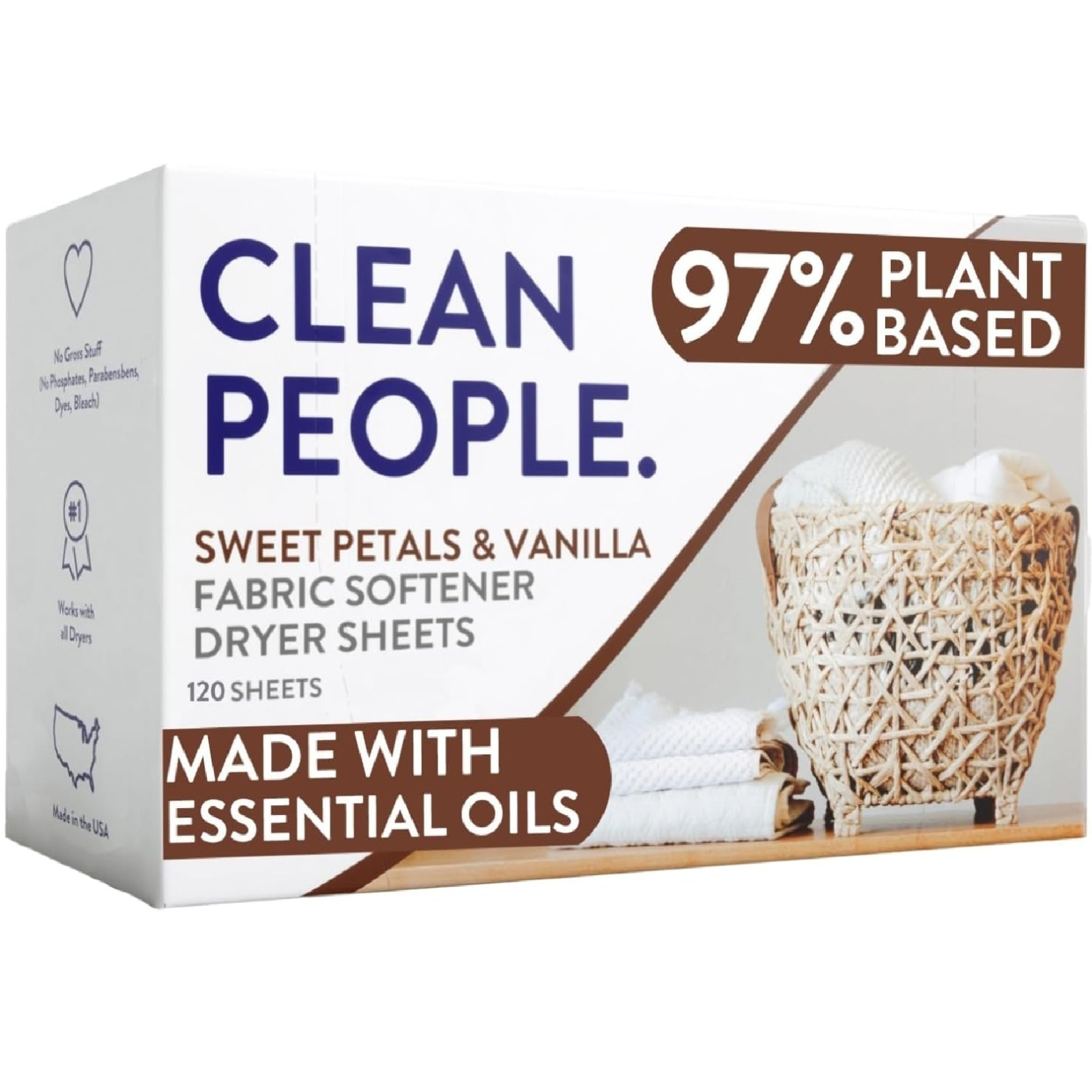 The Clean People Fabric Softener Sheets – Dryer Sheets – Softens & Removes Stati