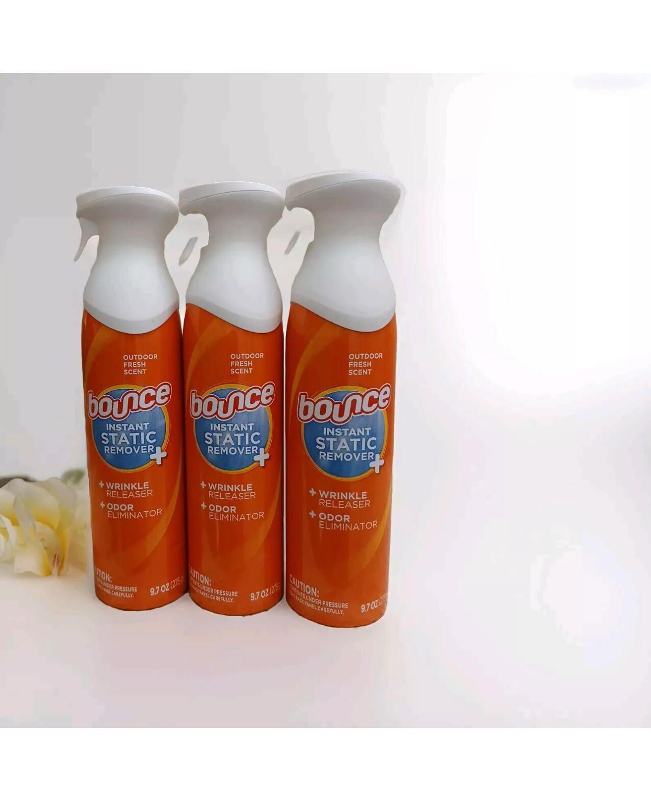 Lot 3 Bounce Anti Static Spray, 3 in 1 Instant Wrinkle Release, Odor Eliminator