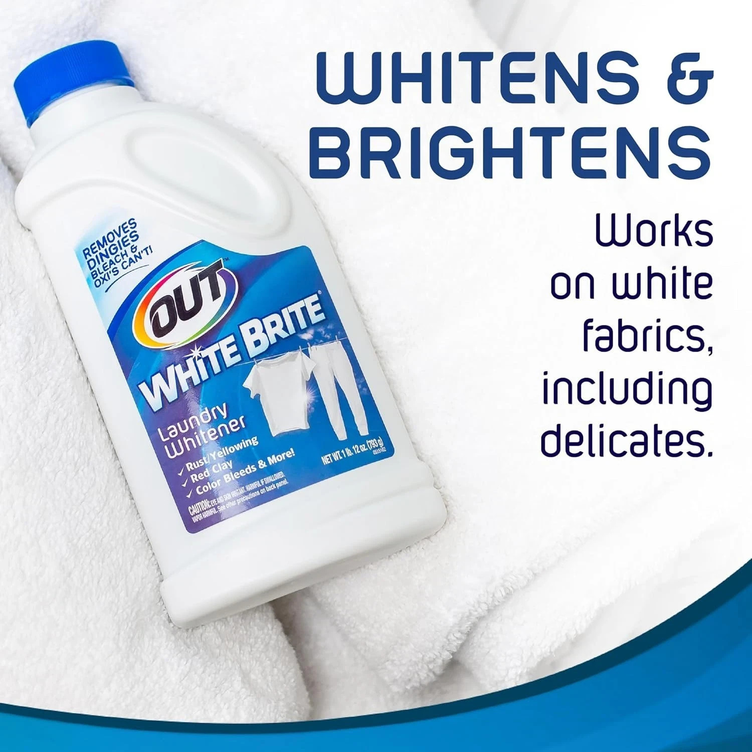 2 Pack- OUT White Brite Laundry Whitener 28 oz Stain Remover Bleach Alternative