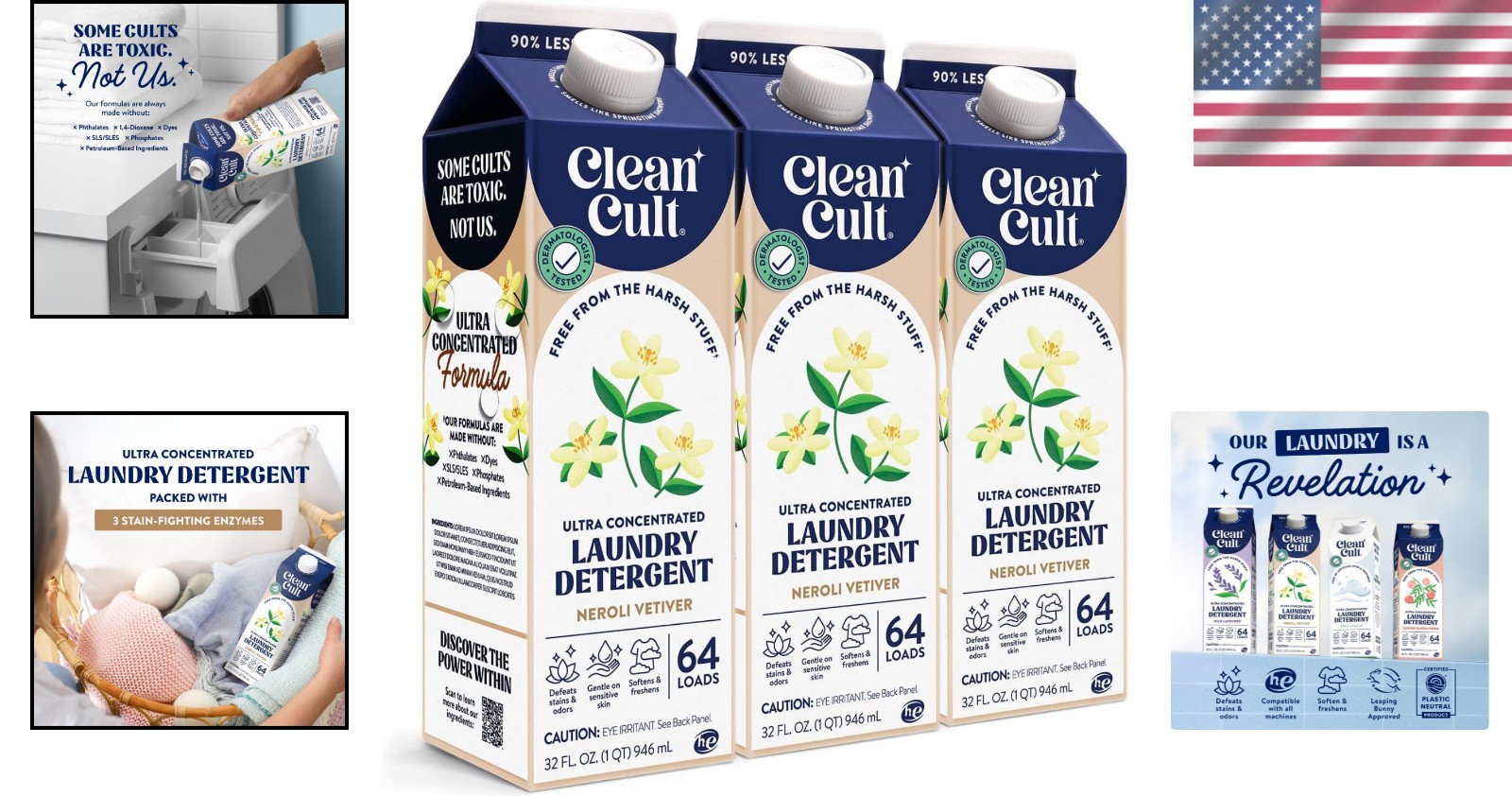 All-Natural Laundry Detergent – 192 Loads, Long Lasting Neroli Vetiver Scent
