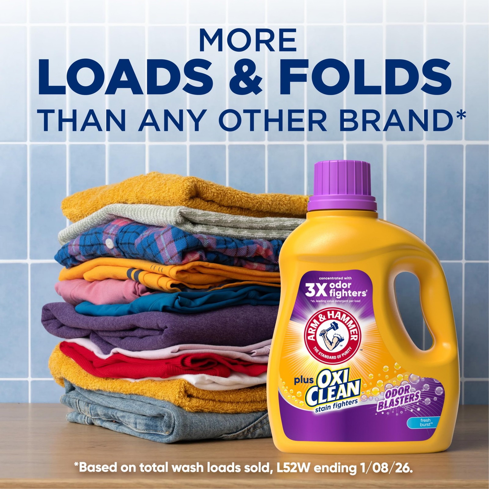 ARM & HAMMER Plus OxiClean with Odor Blasters Liquid 96.2 Fl Oz (Pack of 1)