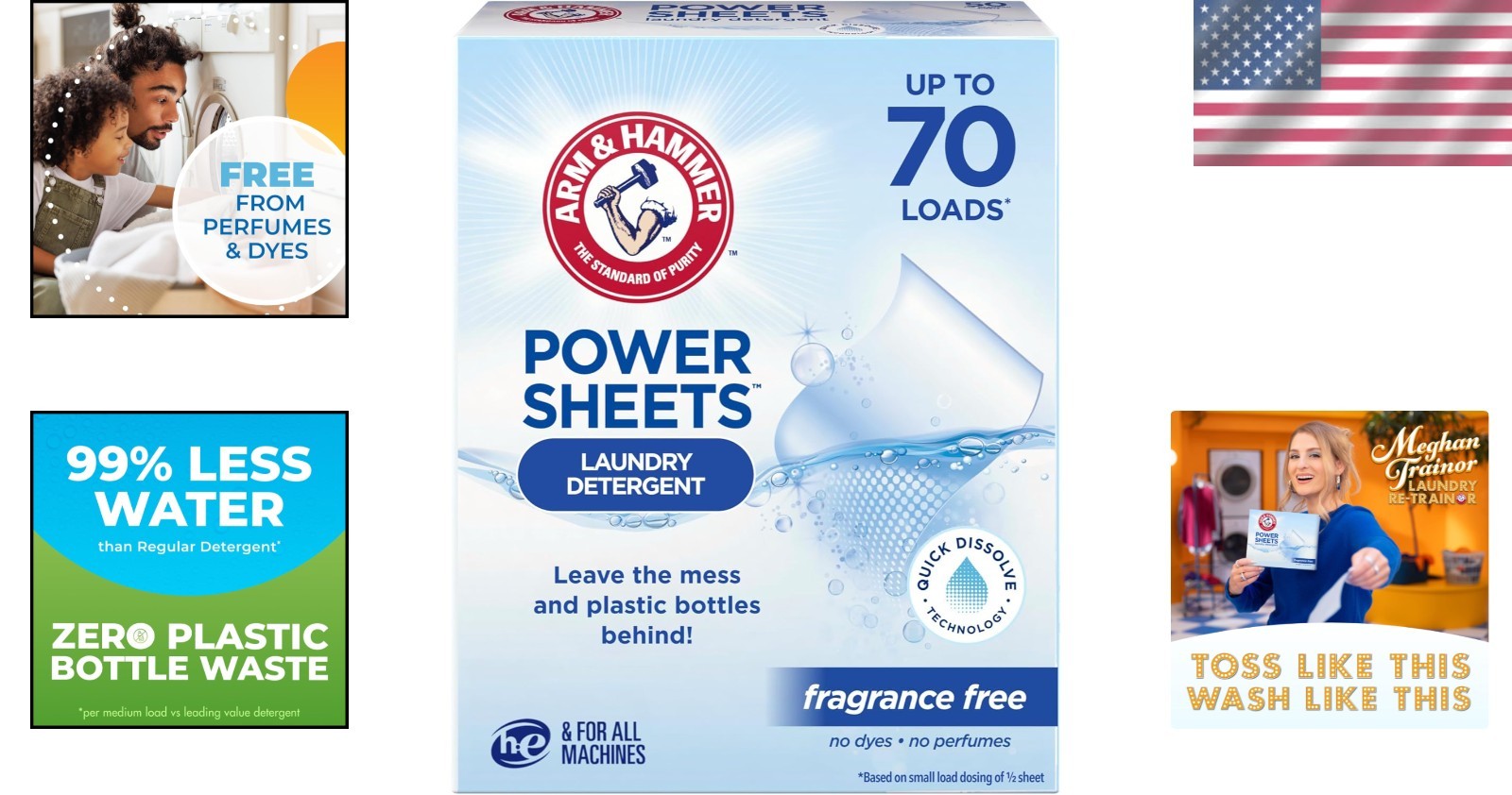 Eco-Friendly Power Sheets Laundry Detergent – Lightweight & Mess-Free, 35 Count