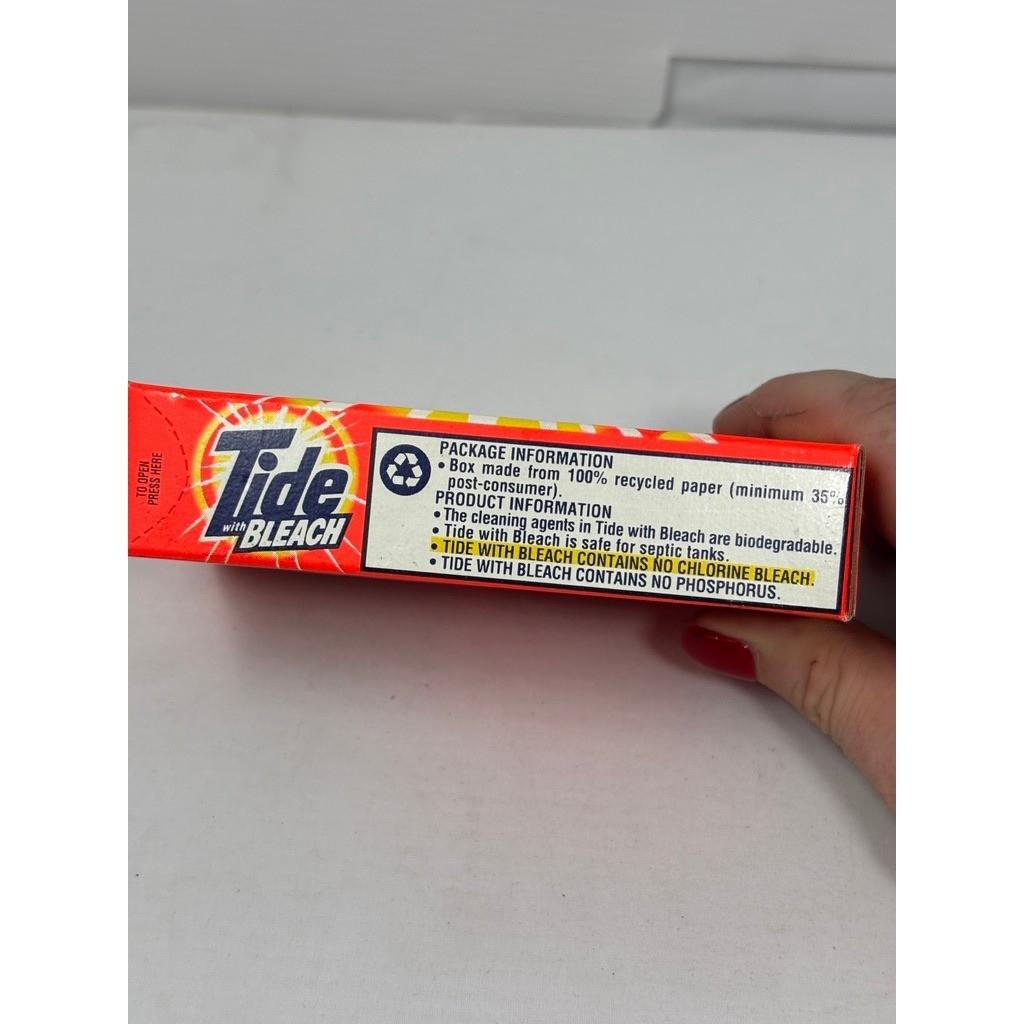 Vtg 90s Tide with Bleach Ultra Detergent Sample Box Laundry Cleaning Traveling