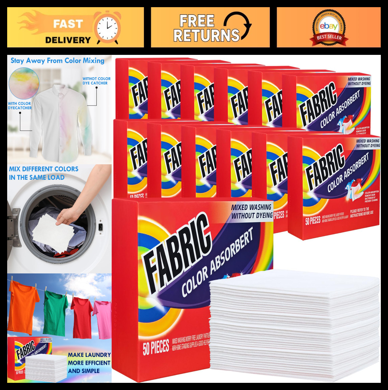 600 Count Color Catcher Sheets for Laundry – Prevent Color Runs & Bleeds