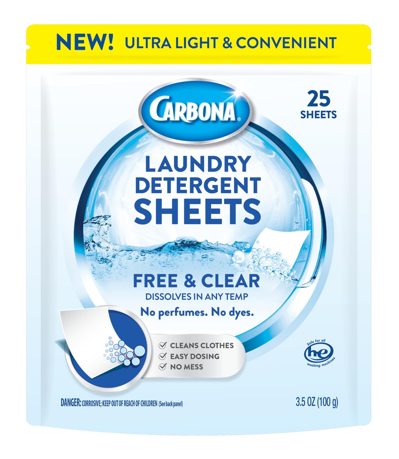Laundry Detergent Sheets Eco-Friendly Up to 50 Loads 25 Stain Remover No Perfume
