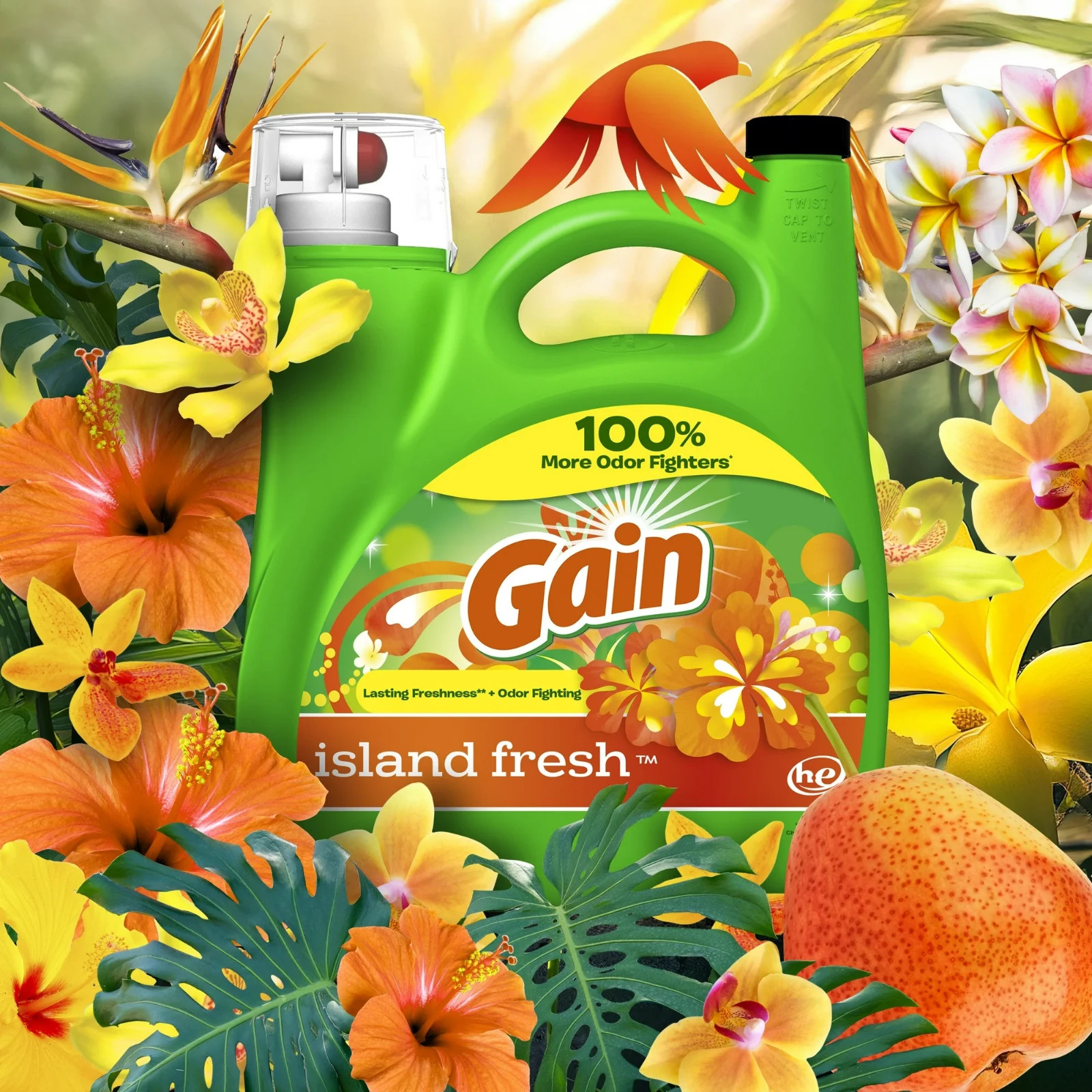 3P Gain Liquid Laundry Detergent, Island Fresh Scent, 154 fl oz, 107 Loads