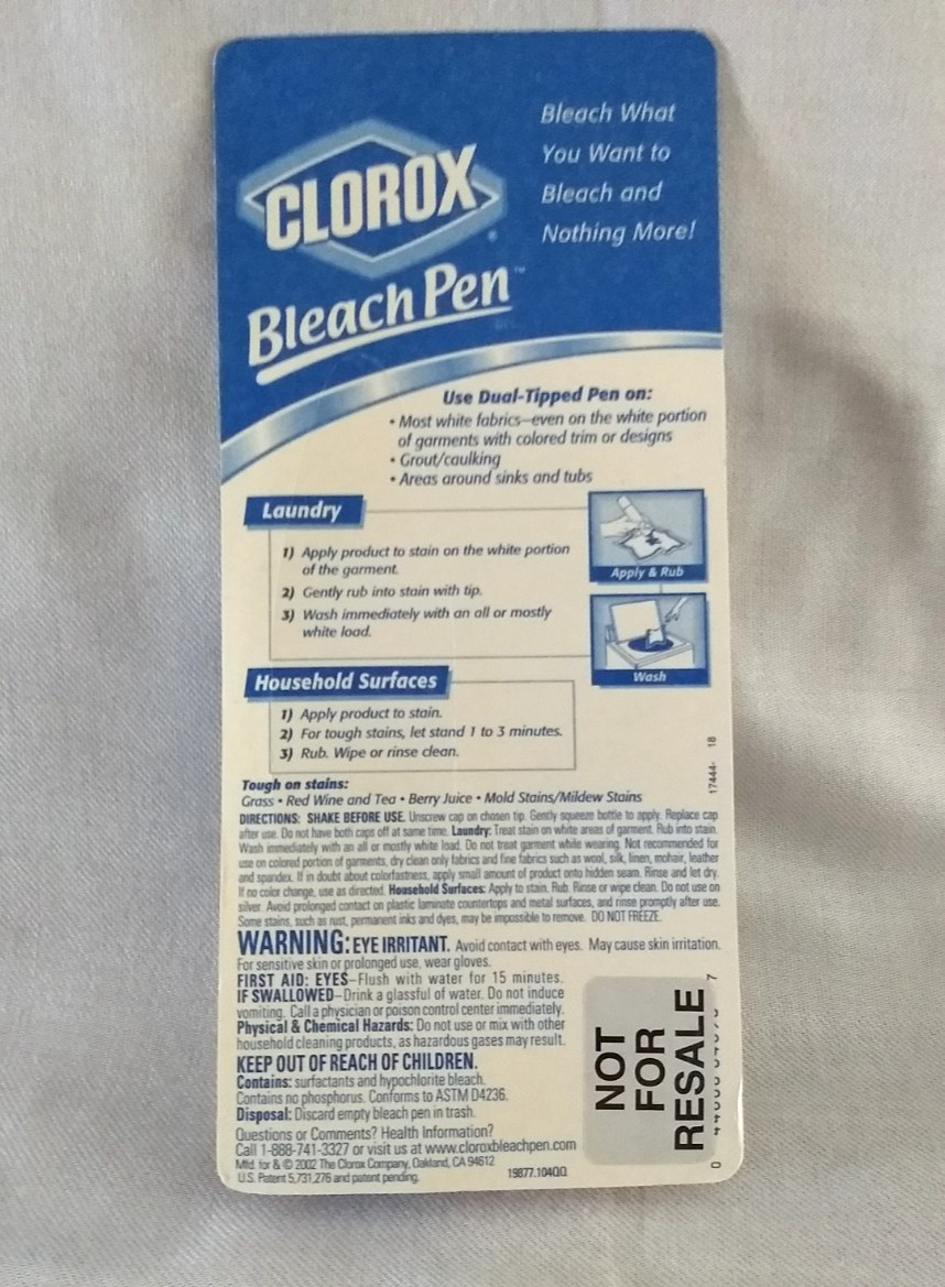 Clorox Bleach Pen Gel Vtg 2002 Dual Tipped 2oz New Sealed NOS