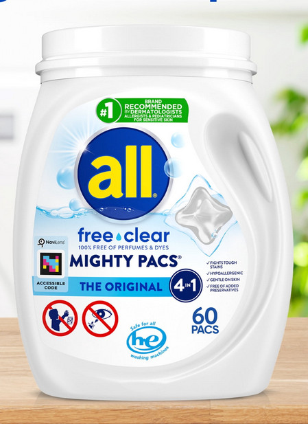 All Free Clear Mighty Pacs Laundry Detergent Pods 60 Count HE Washer 4 Pack