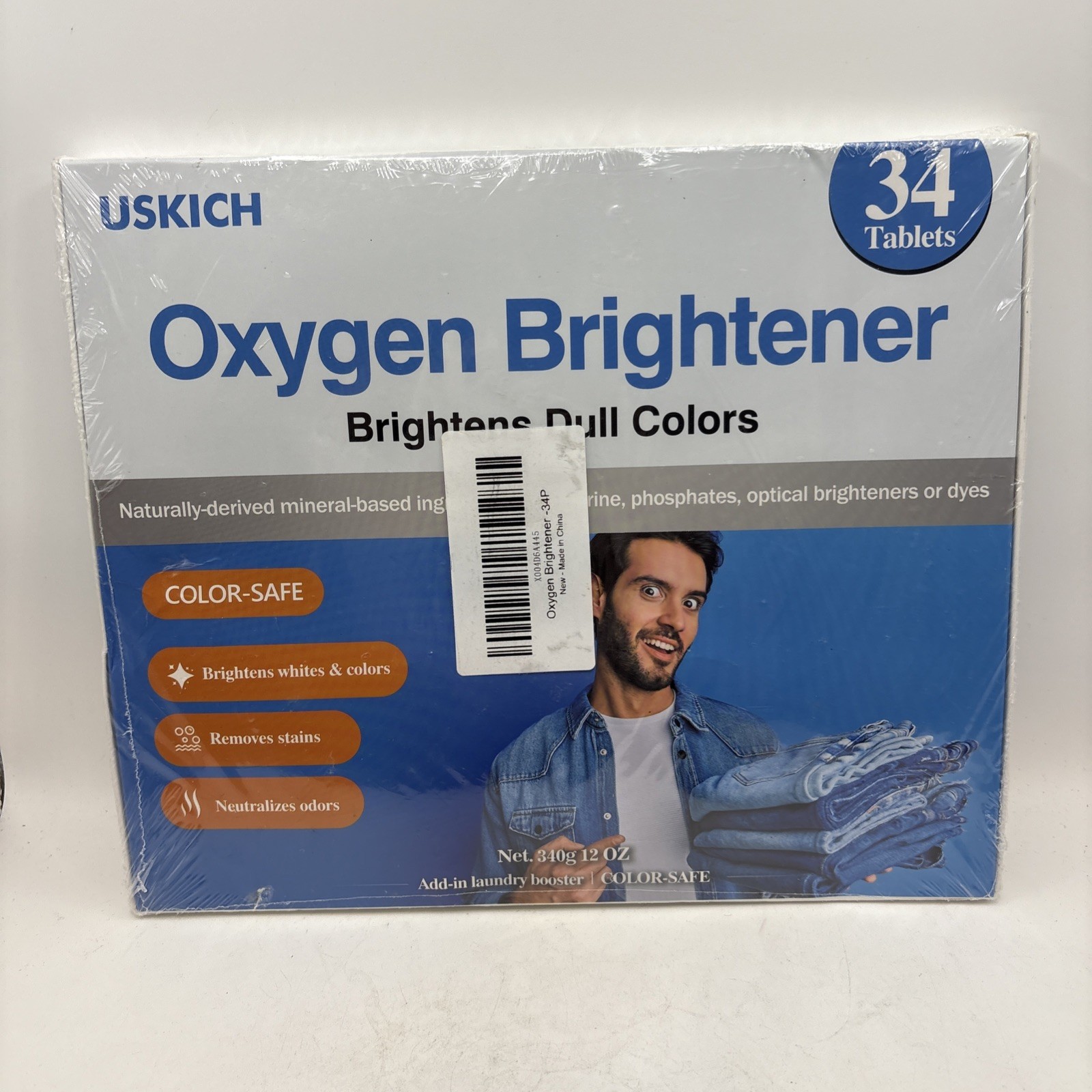 Brightener Stain Remover,34 Pack Bleach Alternative Pods,Natural Oxygen Brighten