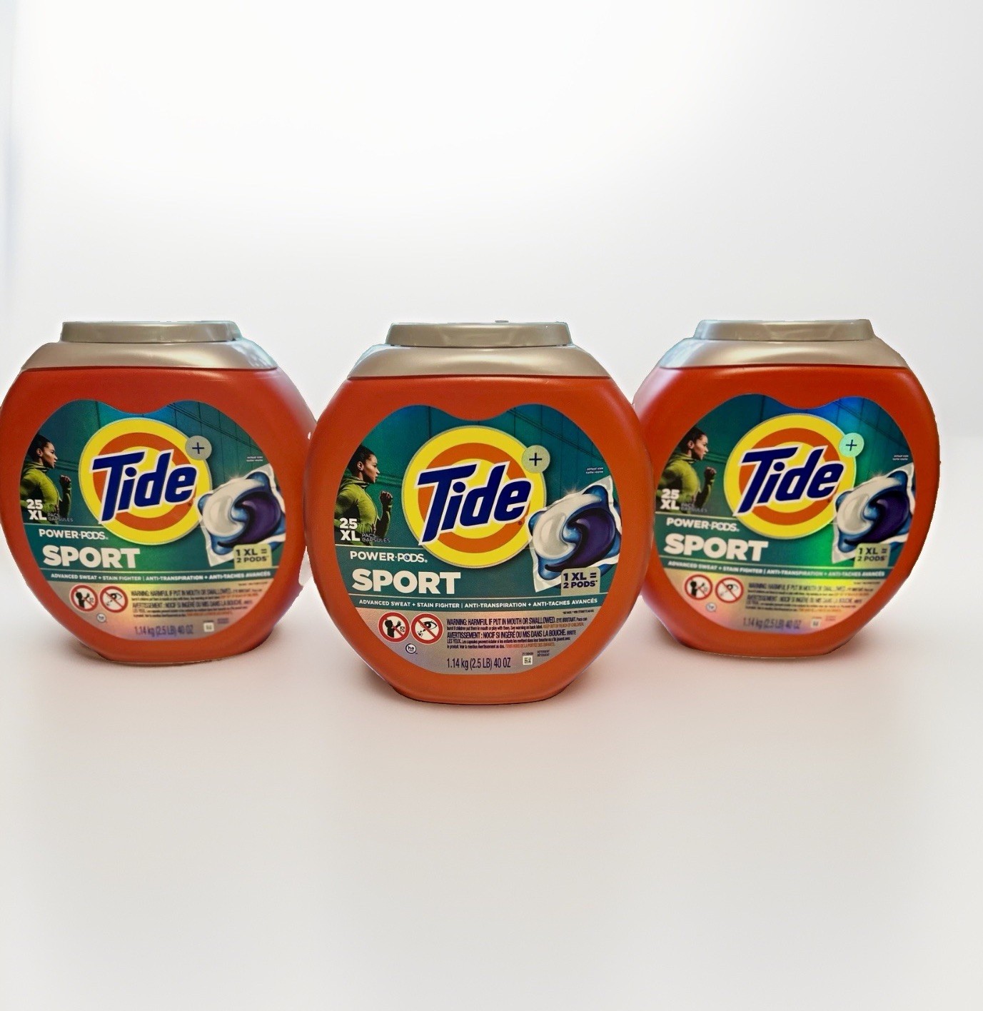 Tide Power Pods Sport Stain Fighter Laundry Detergent Pods 25 XL Count 3-Pack