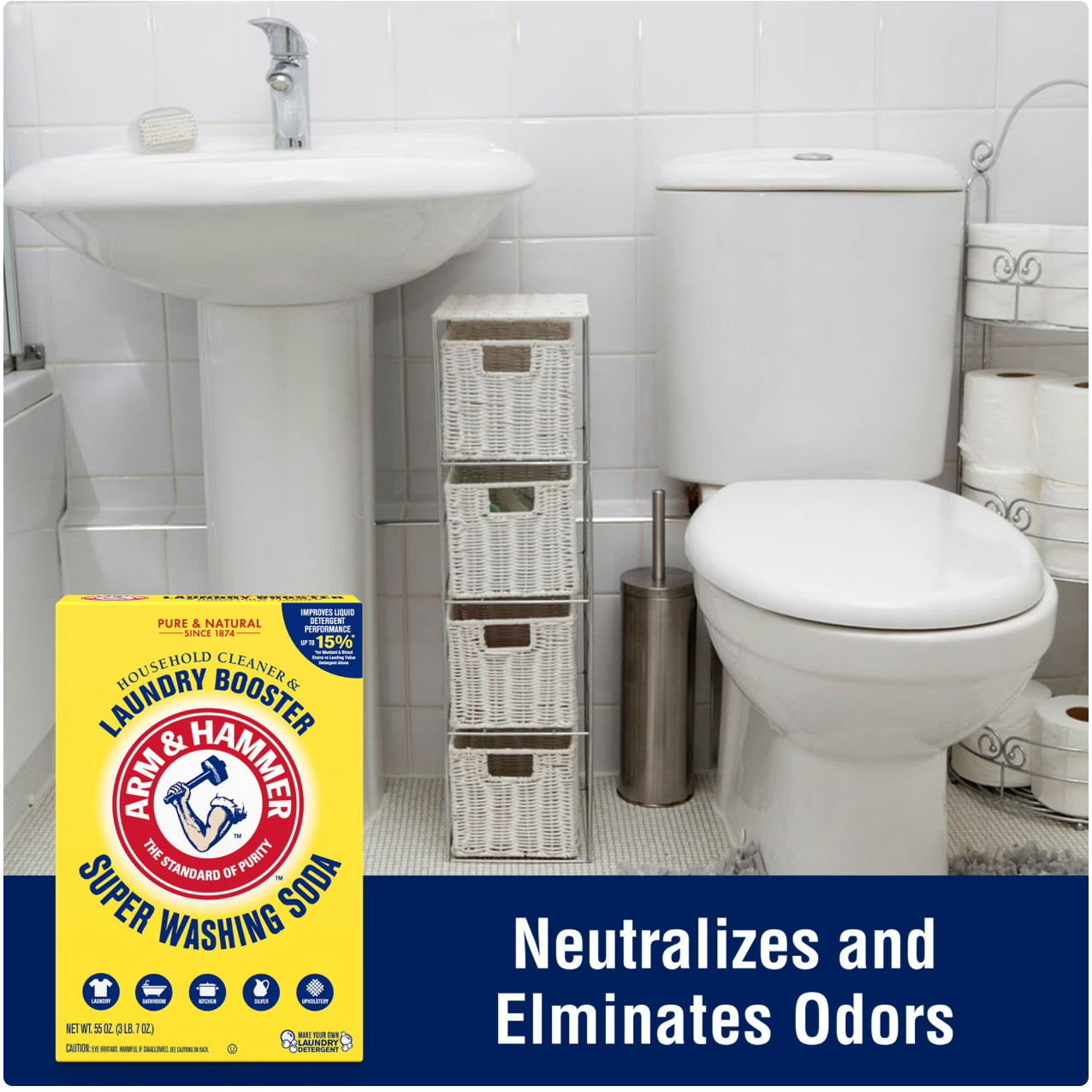 ARM & HAMMER Super Washing Soda Laundry Booster Cleaner 55 oz