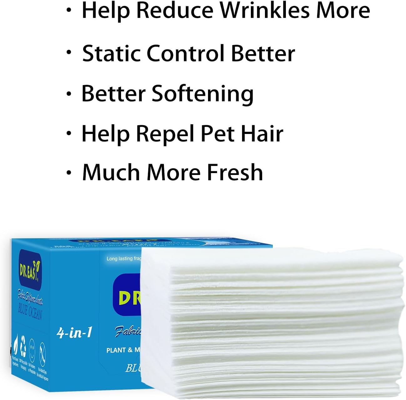 DR.EASY Dryer Sheets Plant Based Formula 252 Ct BLUE Ocean,Softener Sheets for L