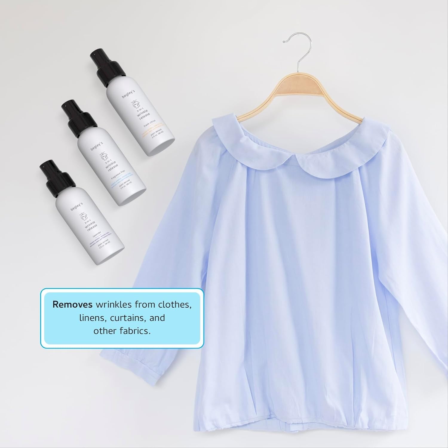 Effortless Wrinkle Release Spray – Eco-Friendly Lavender Fabric Freshener, 3 oz