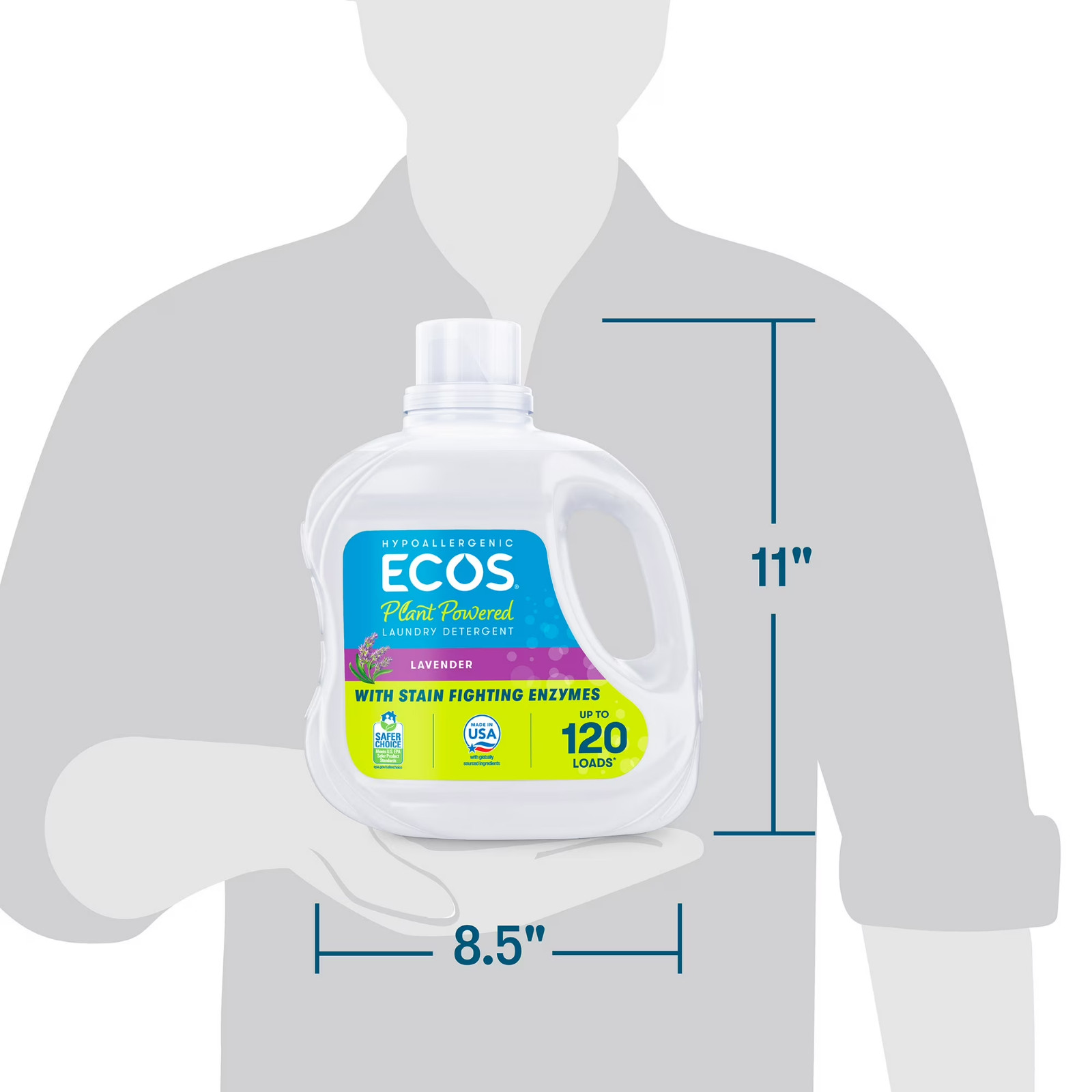 (4pack)ECOS Hypoallergenic Liquid Laundry Detergent for Sensitive Skin, Lavender