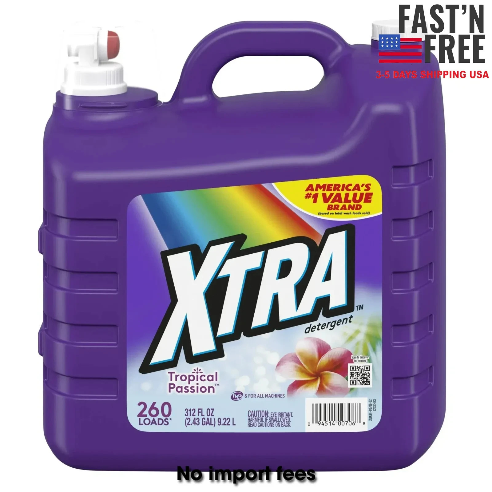 Xtra Tropical Passion, 260 Loads Liquid Laundry Detergent, 312 fl oz