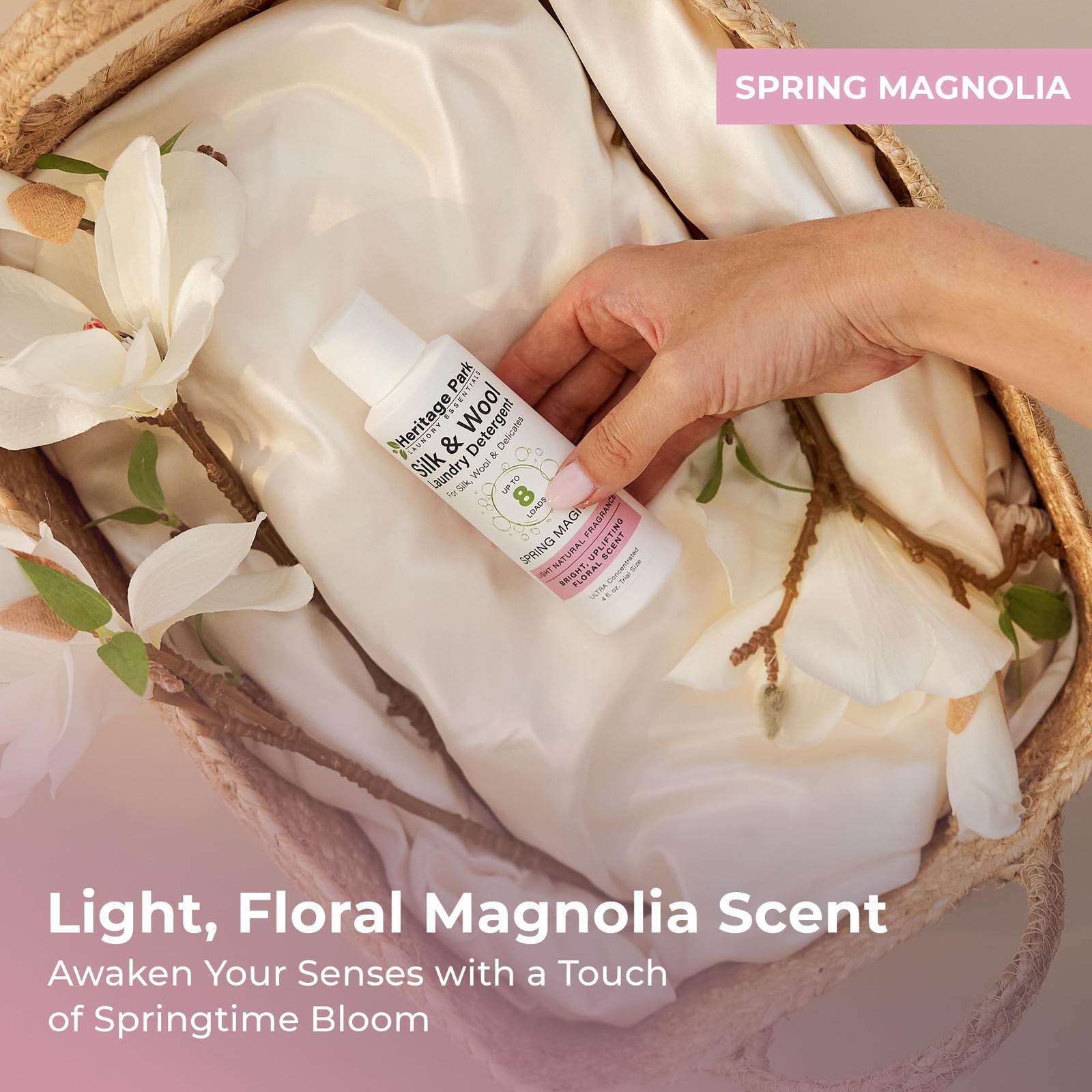 Heritage Park Silk & Wool Spring Magnolia Floral Scent, pH-Neutral Laundry De…