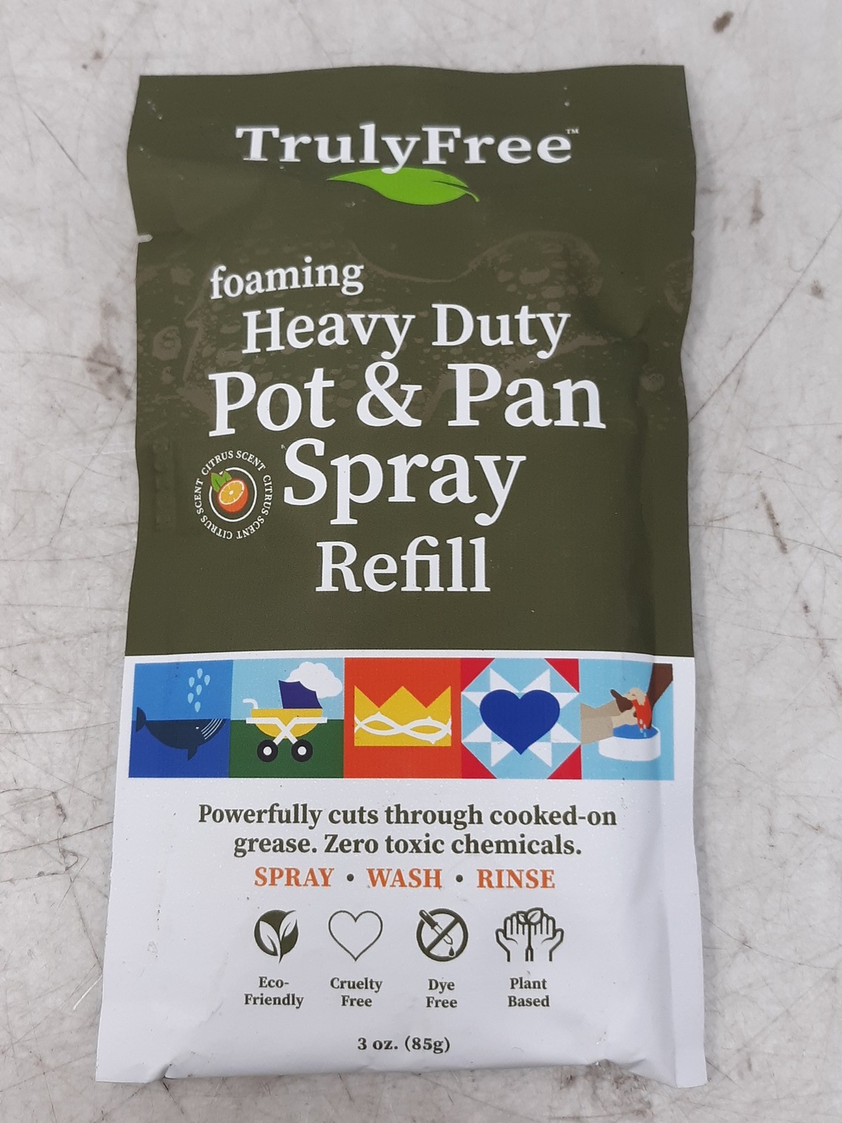 TrulyFree Heavy Duty Pot & Pan Spray Refill Foaming Citrus 3oz