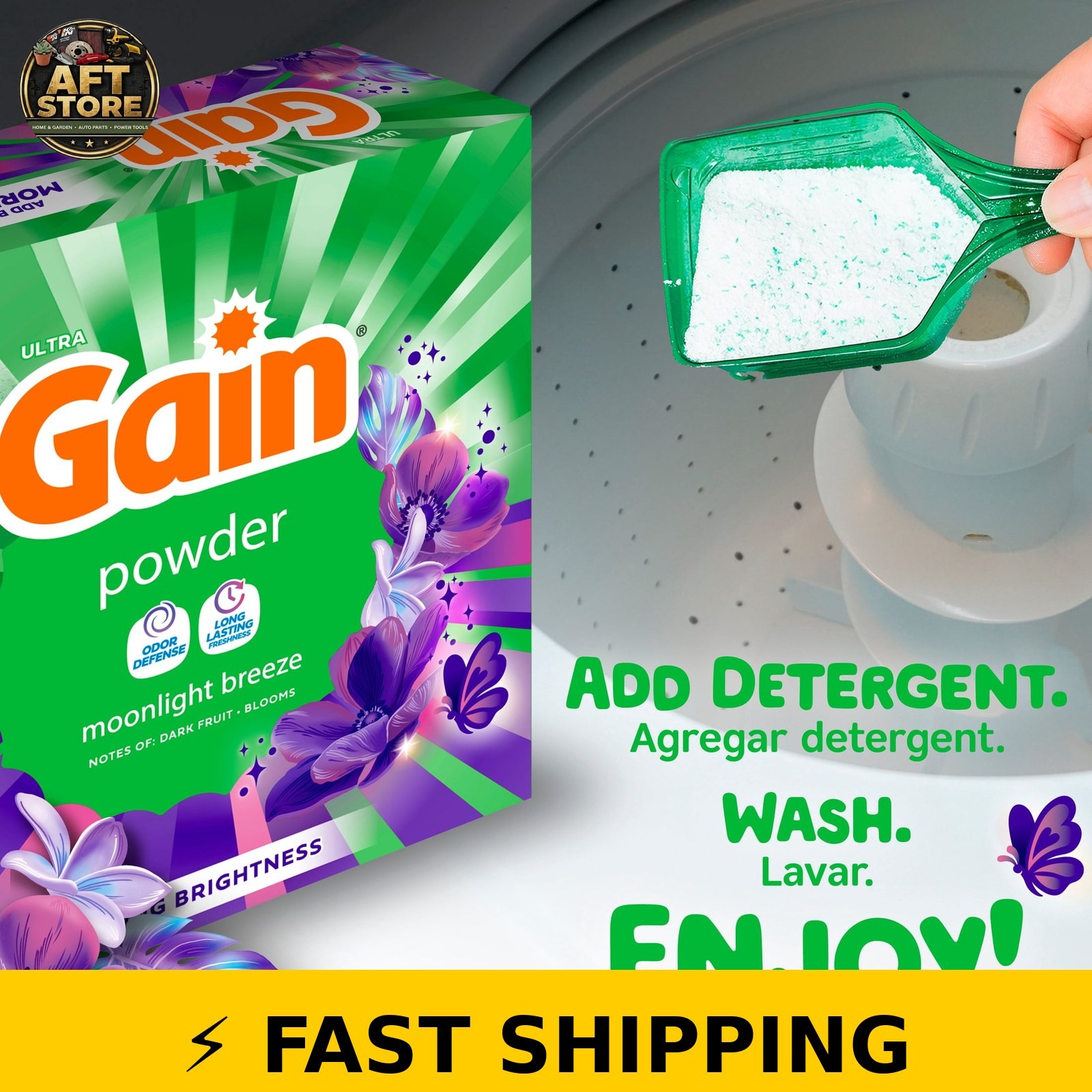 Gain Powder Laundry Detergent, Moonlight Breeze, 82 oz, 89 Loads