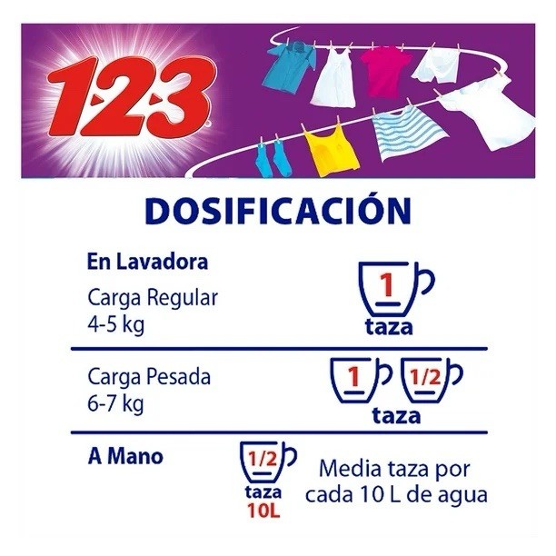 3X Detergente 123 🇲🇽 Powder Laundry Detergent, 1.2Kg, 3 Pack